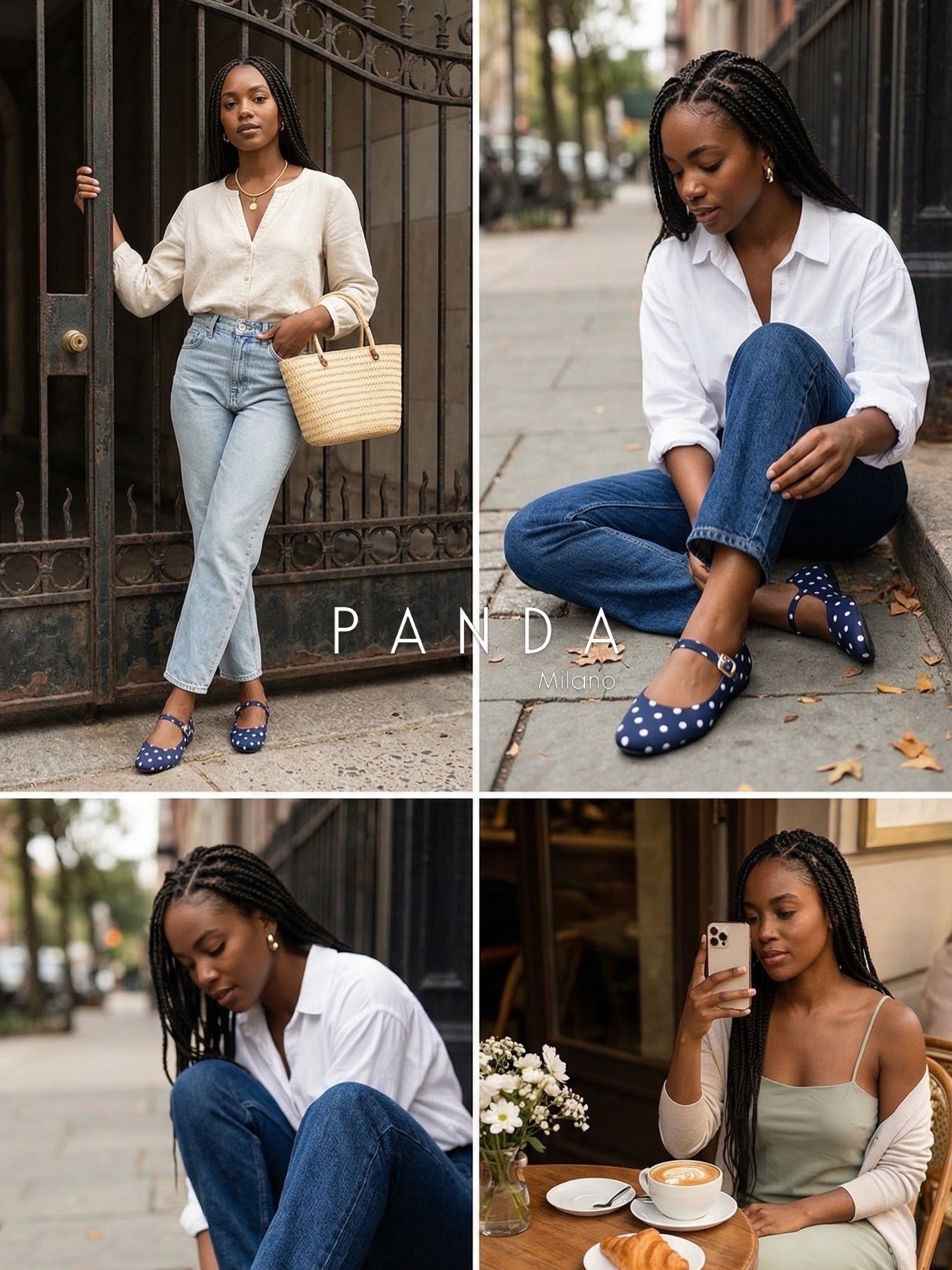 ZUUMBABET & LOAFERPanda Puantiyeli Mary Jane Style - Lacivert