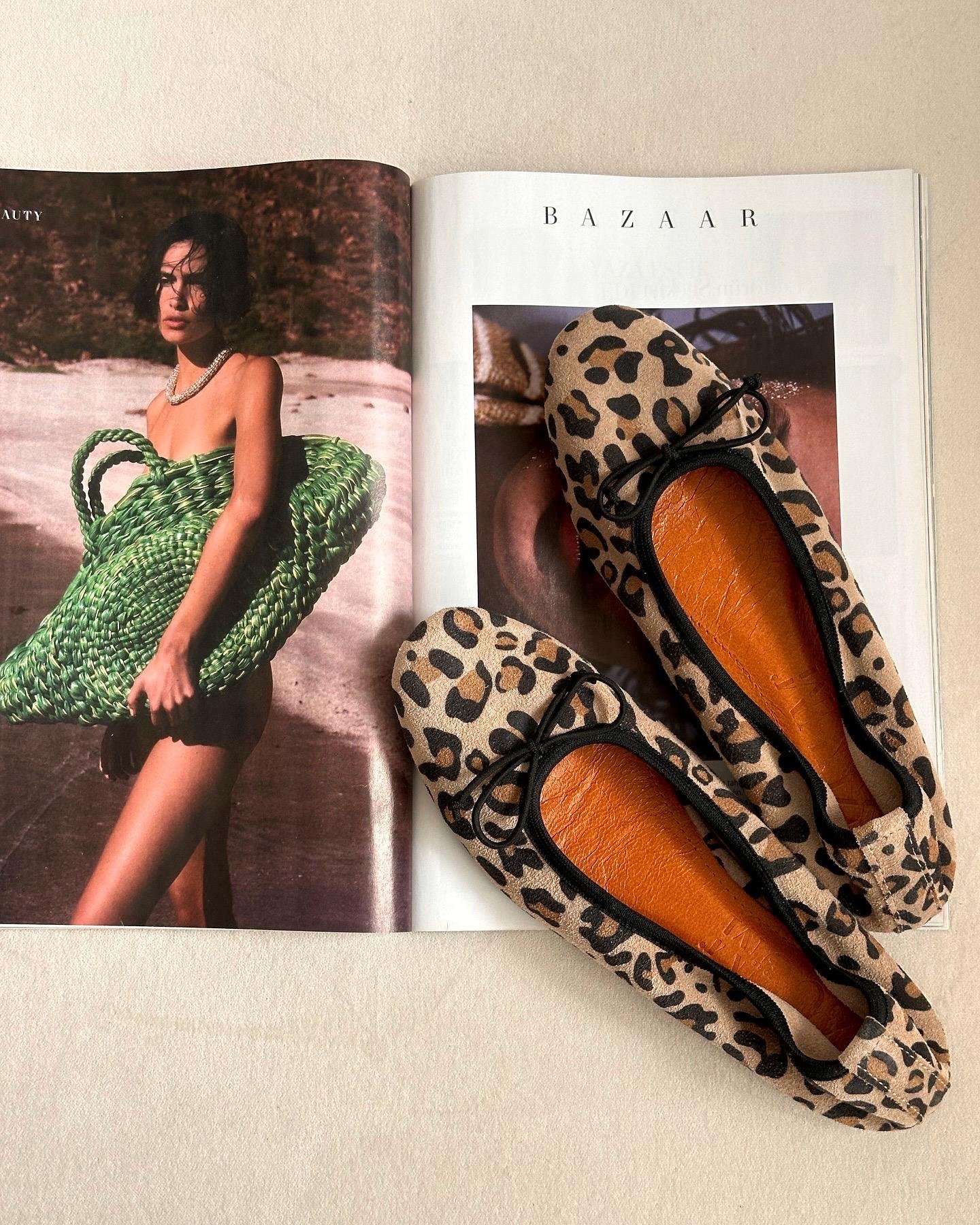 ZUUMBABET & ESPADRİLPekra %100 Hakiki Deri Büzgülü Kadın Babet - Bej Leopar Deri