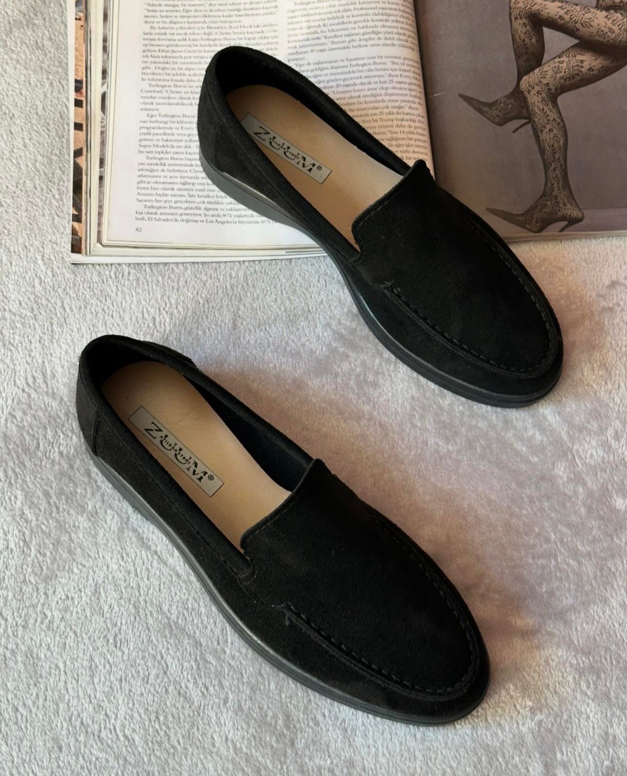 ZUUMMakosen & OxfordPiana Günlük Kadın Loafer - Siyah Süet