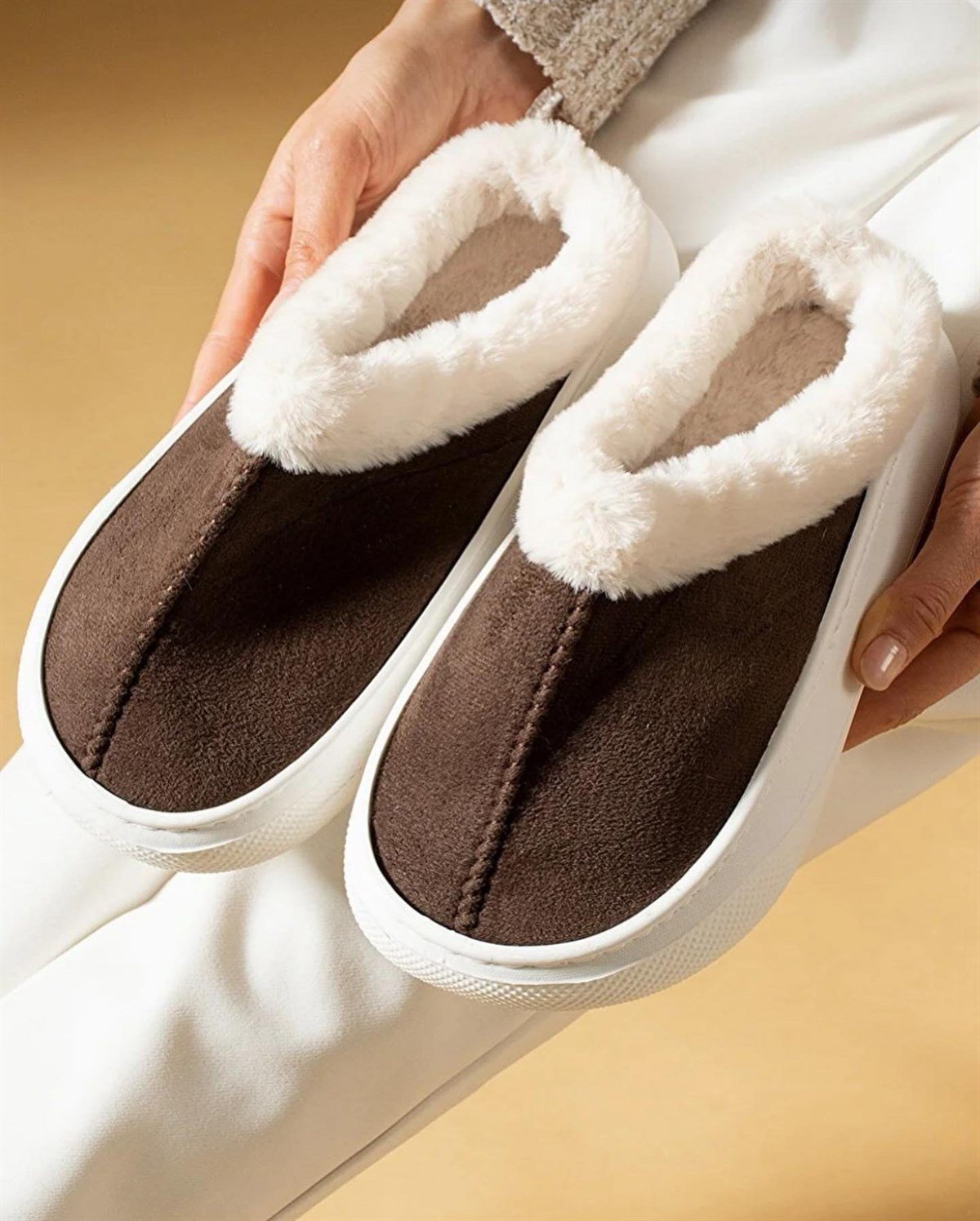 ZUUMTerlikPuffi Kadın Comfort Puf Ev Terliği - Kahve