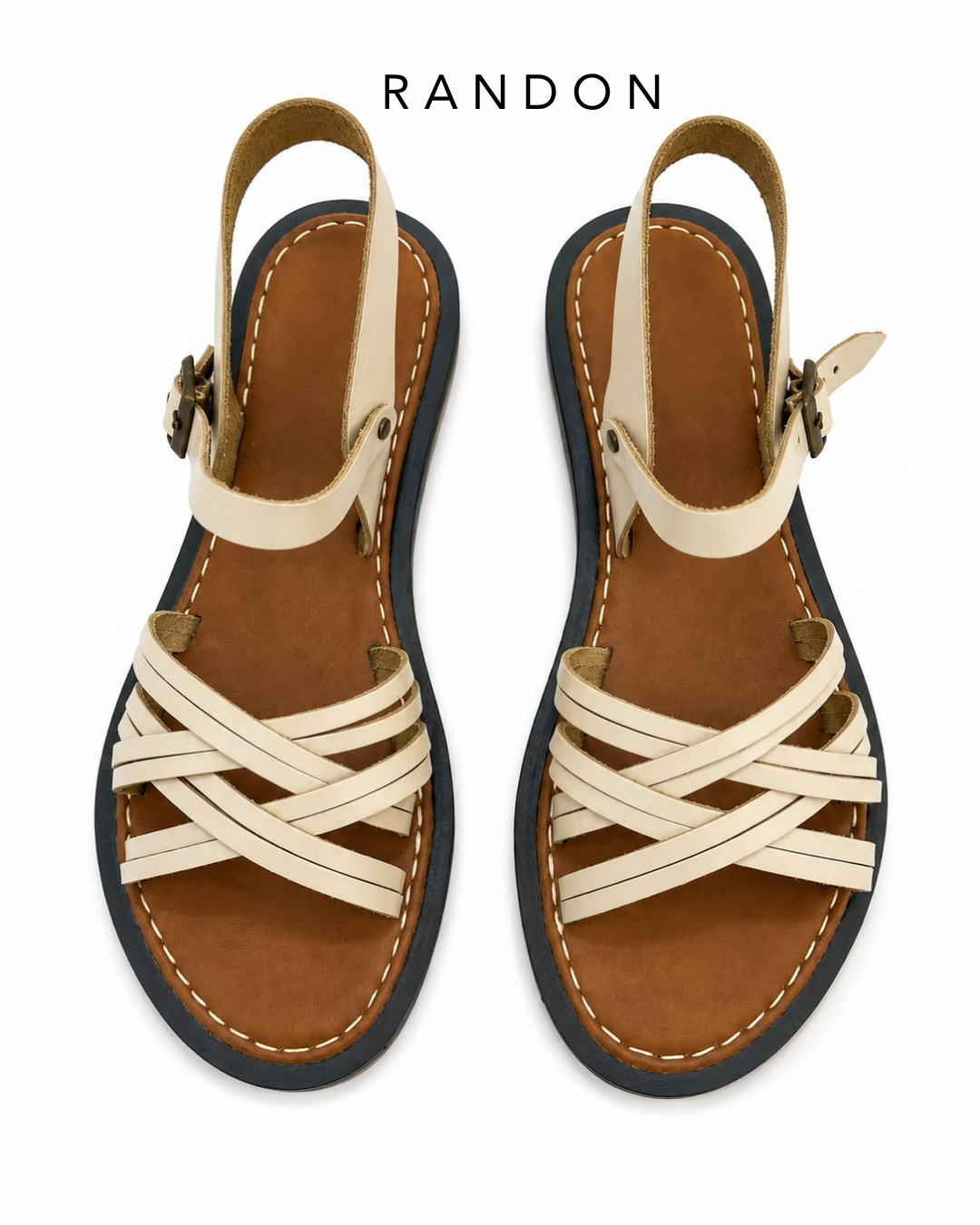 ZUUMSANDALET & TERLİKRandon %100 Hakiki Deri Kadın Sandalet - Bej Deri