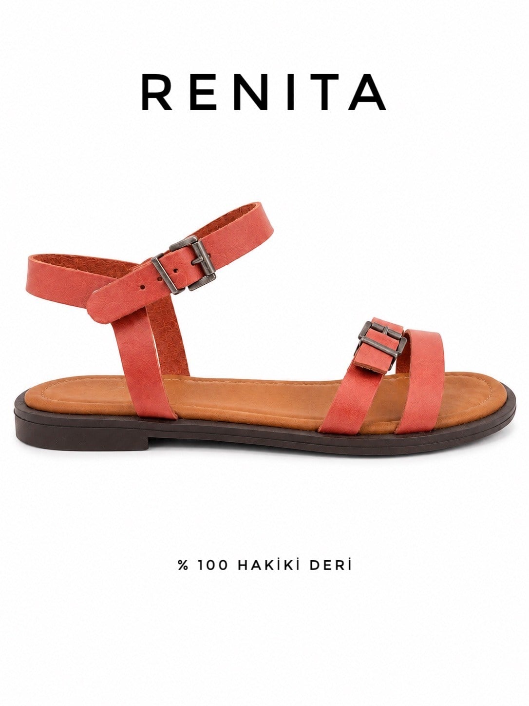 ZUUMSANDALET & TERLİKRenita %100 Hakiki Deri Kadın Sandalet - Narçiçeği Deri