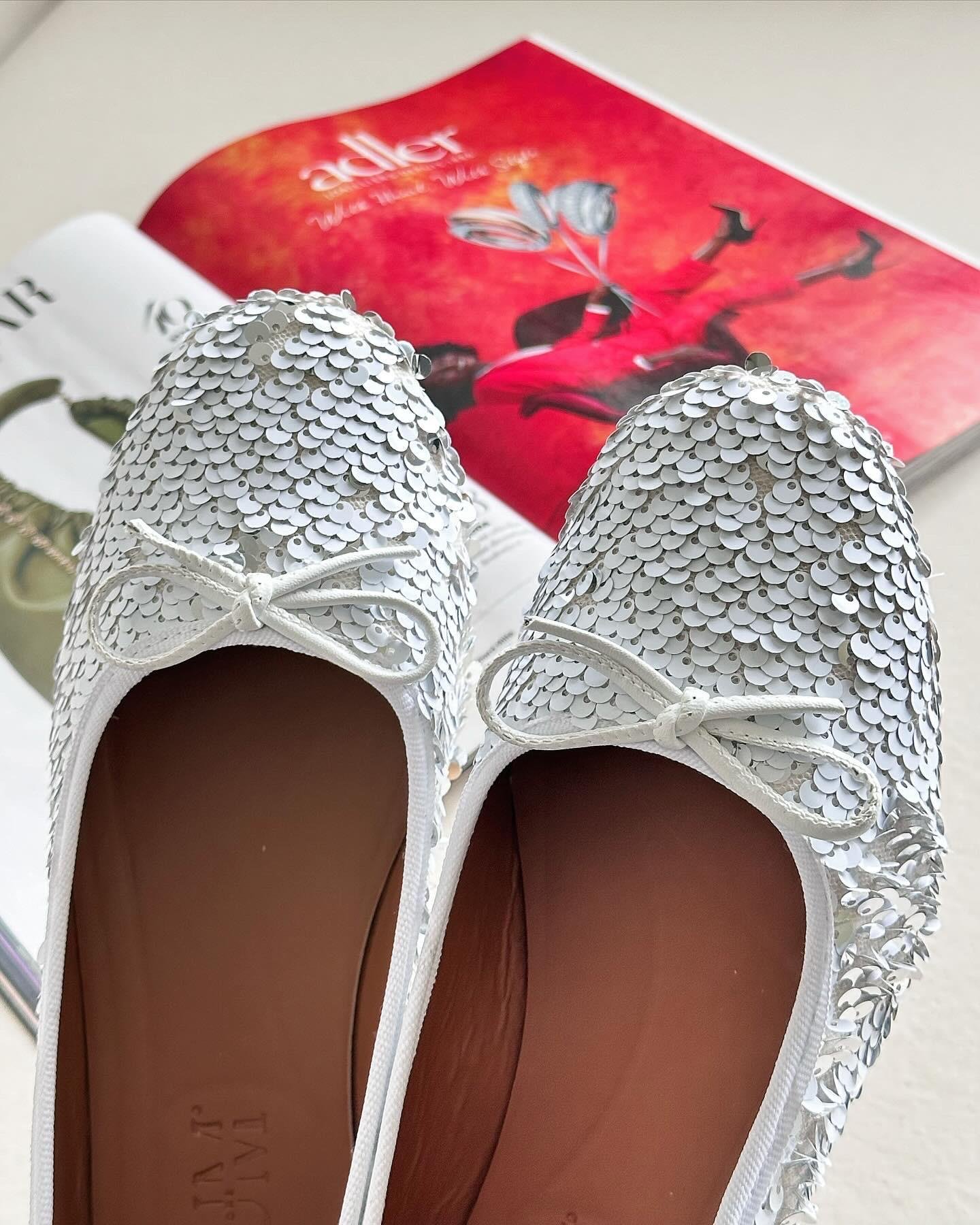 ZUUMBabet & EspadrilRenzo Komple Pullu Kadın Babet - Beyaz & Gümüş