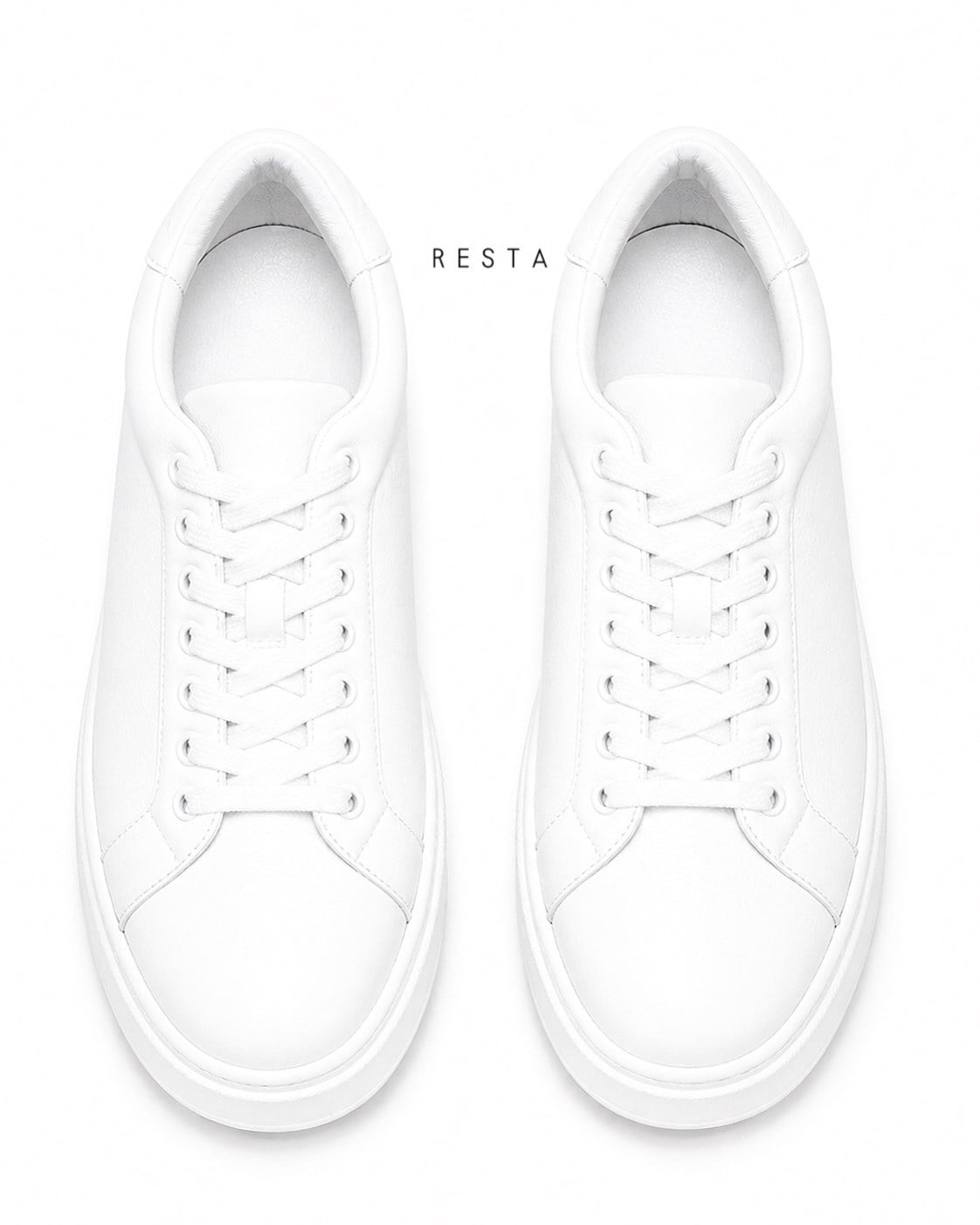 ZUUMSNEAKERResta % 100 Hakiki Deri Kalın Tabanlı Kadın Sneaker - Beyaz Deri