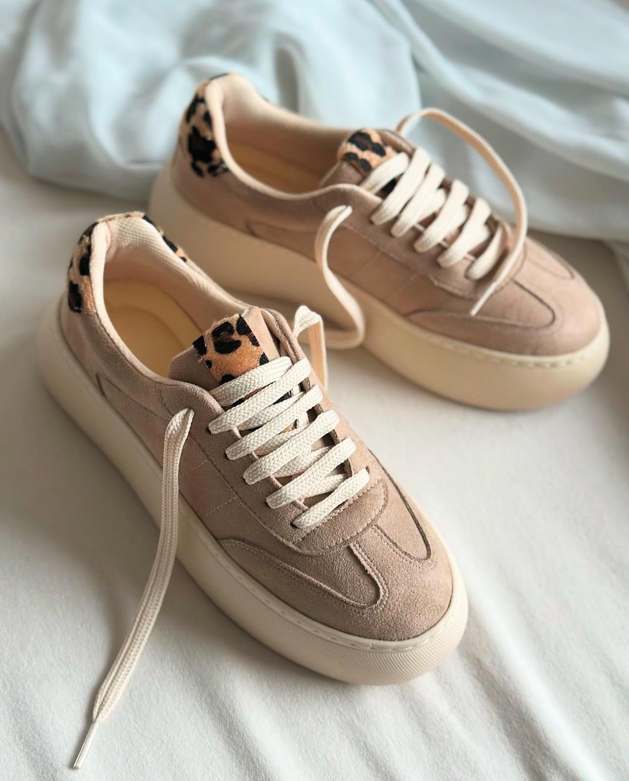 ZUUMSNEAKERSavoy Kalın Taban Ortopedik Kadın Sneaker - Bej & Leopar