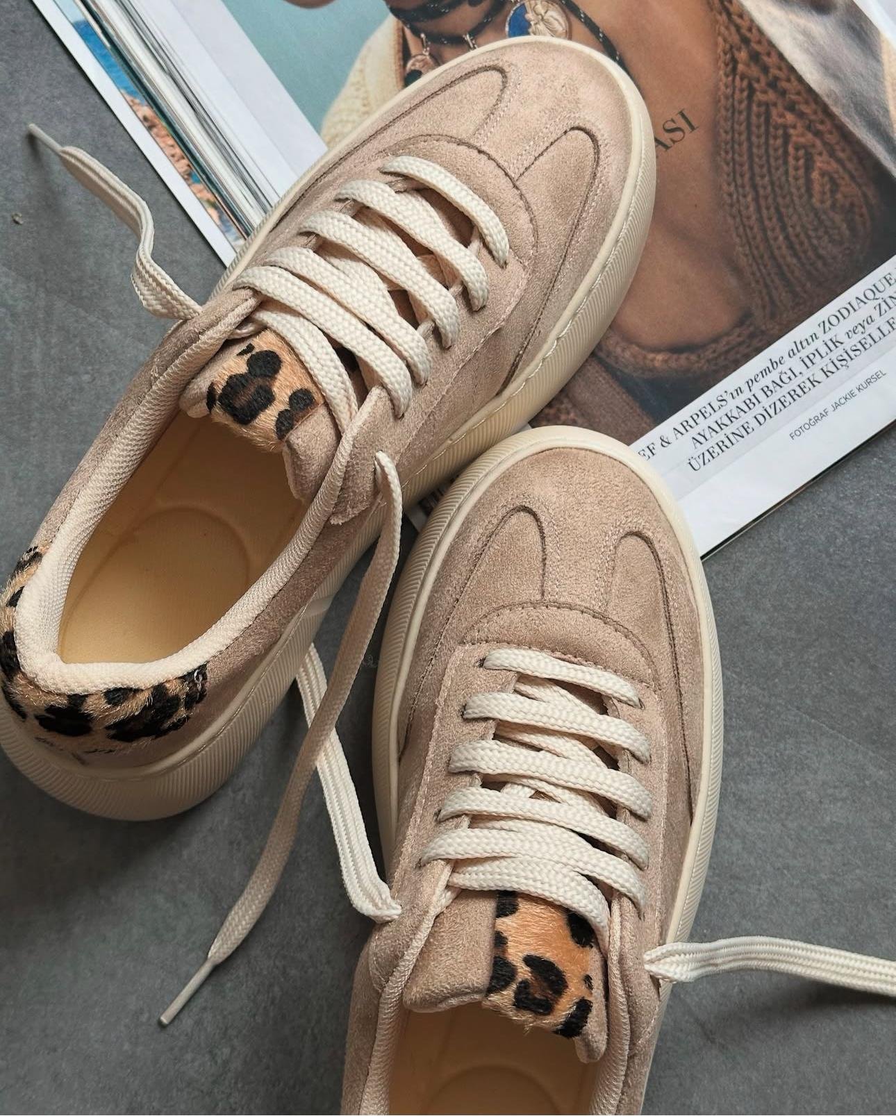 ZUUMSNEAKERSavoy Kalın Taban Ortopedik Kadın Sneaker - Bej & Leopar