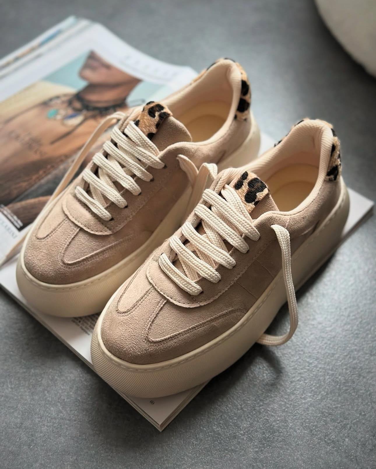 ZUUMSNEAKERSavoy Kalın Taban Ortopedik Kadın Sneaker - Bej & Leopar