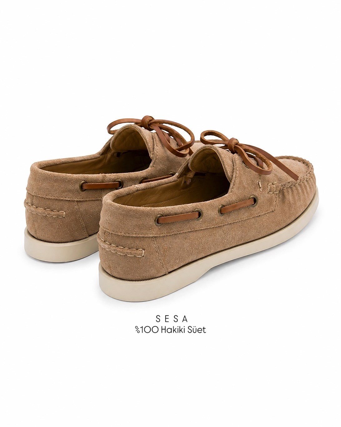 ZUUMBABET & LOAFERSesa % 100 Hakiki Deri/Süet Bağcıklı Kadın Loafer Ayakkabı - Vizon Süet