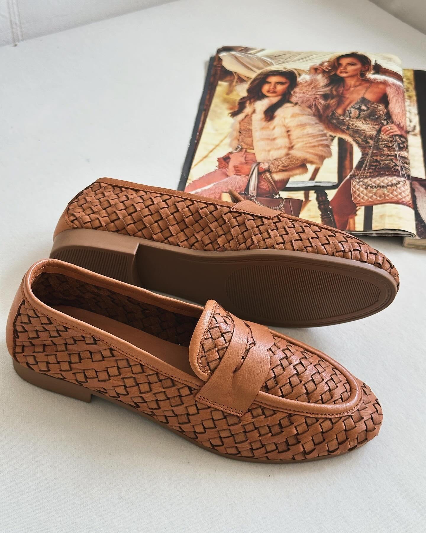 ZUUMMakosen & OxfordSista % 100 Hakiki Deri Örgü Kadın Loafer - Taba Deri