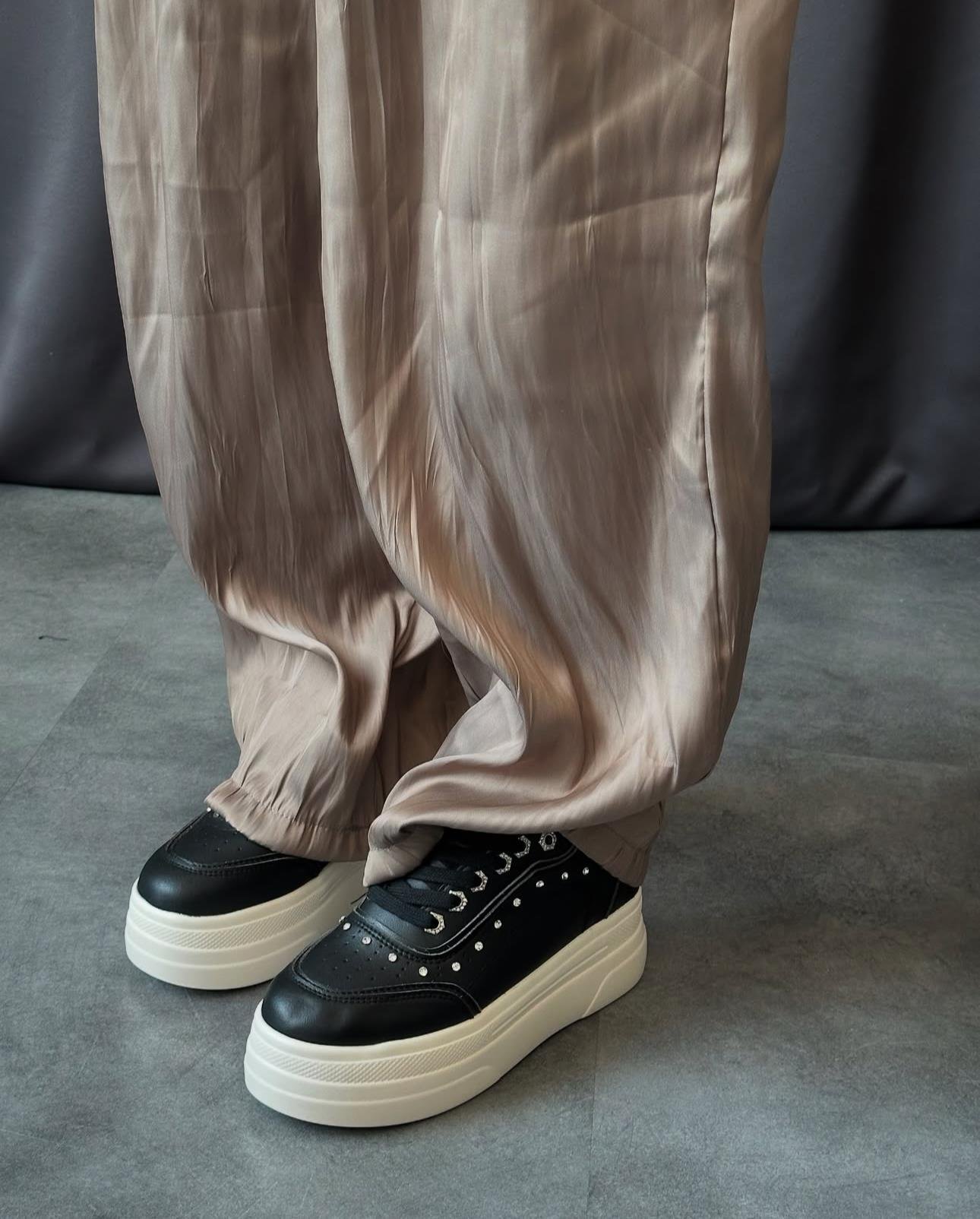 ZUUMSNEAKERSode İçten Gizli Topuklu Kalın Taban Kadın Sneaker - Siyah
