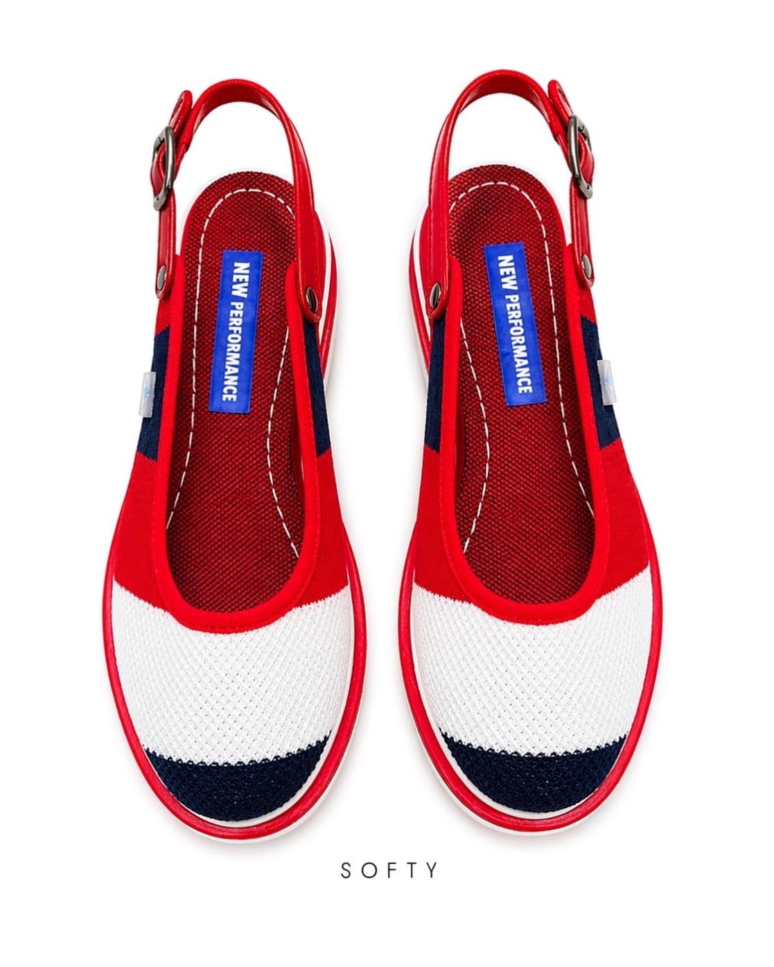 ZUUMBABET & LOAFERSofty Günlük Kadın Sandalet - Lacivert & Beyaz & Kırmızı