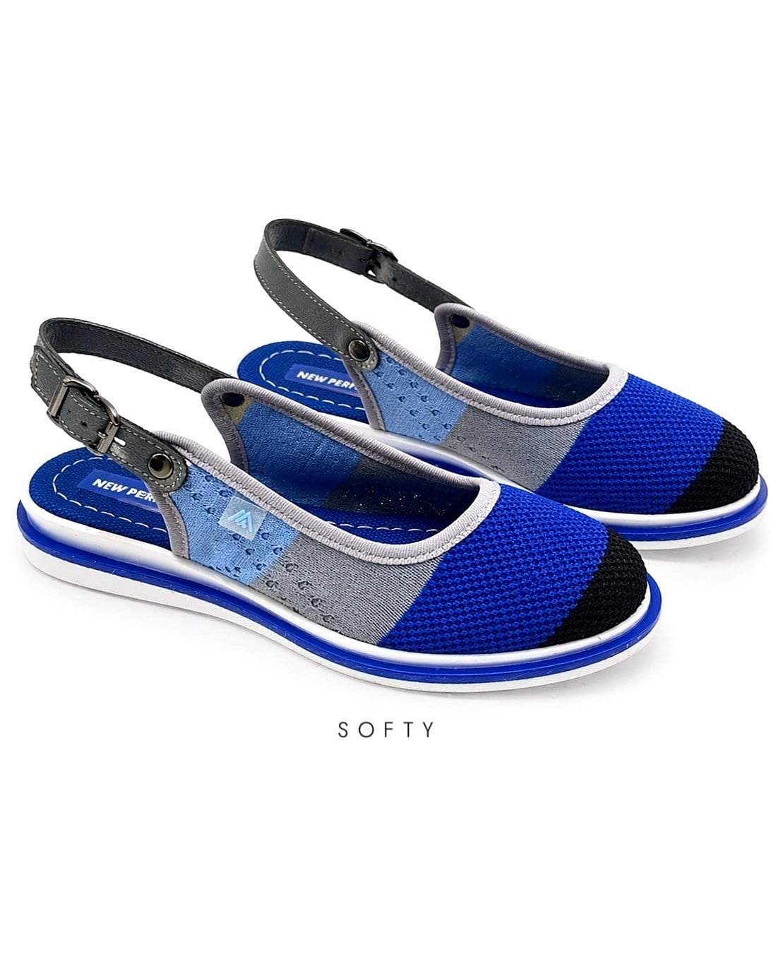 ZUUMBABET & LOAFERSofty Günlük Kadın Sandalet - Siyah & Mavi & Gri