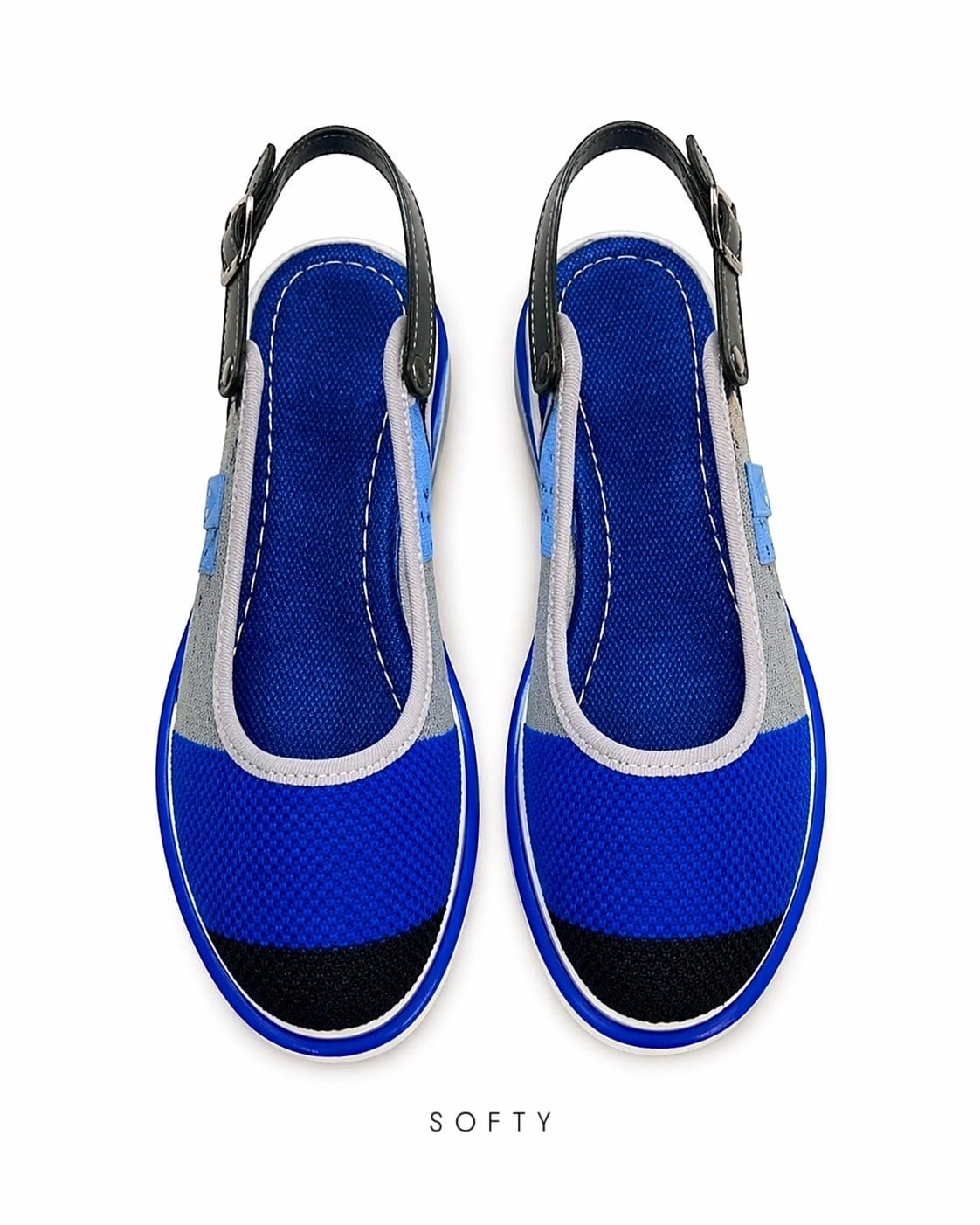 ZUUMBABET & LOAFERSofty Günlük Kadın Sandalet - Siyah & Mavi & Gri