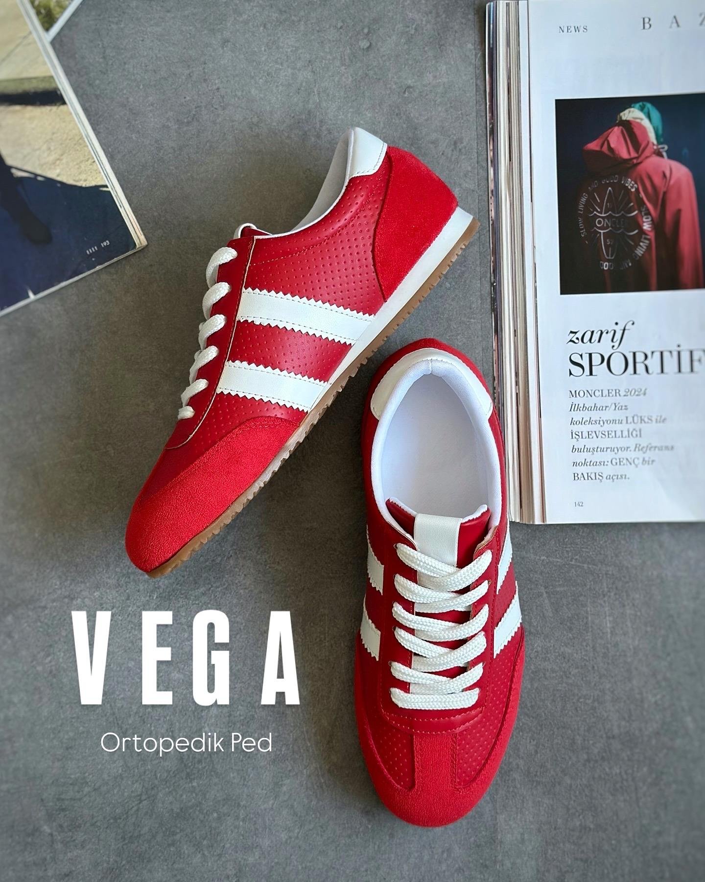 ZUUMSNEAKERVega Kadın Sneaker - Kırmızı & Beyaz