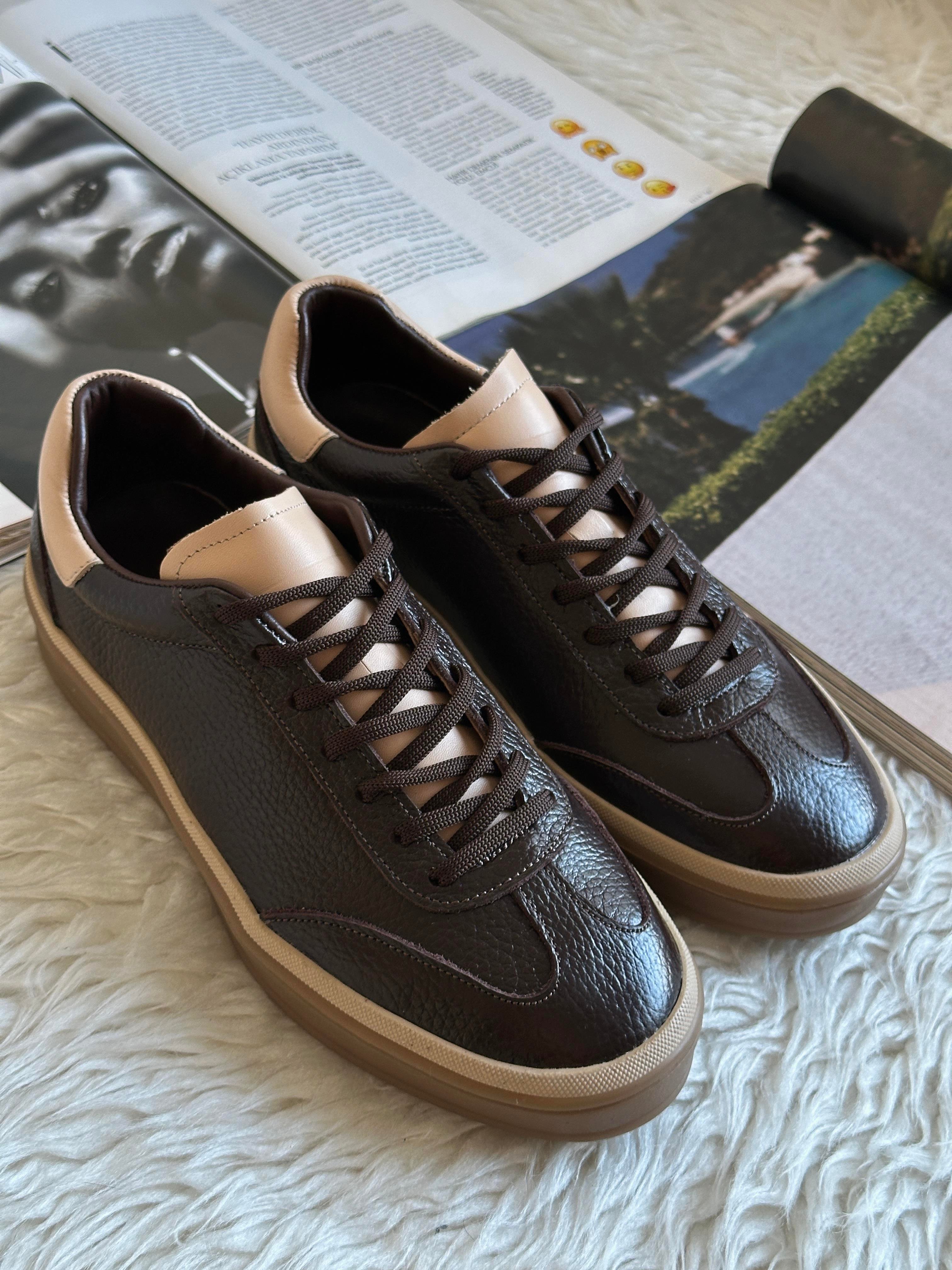 ZUUMSNEAKERVerona İç-Dış % 100 Hakiki Deri Kadın Sneaker - Kahve Deri & Ten Deri