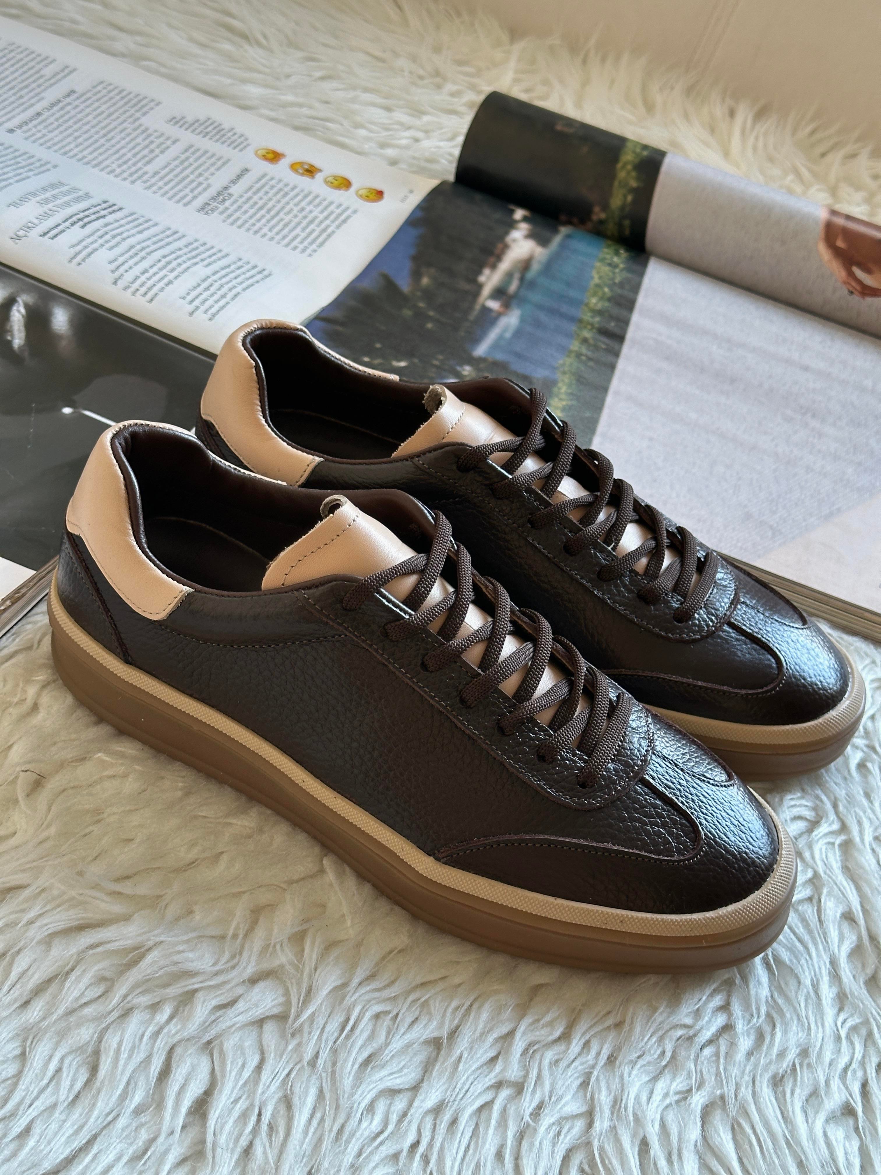 ZUUMSNEAKERVerona İç-Dış % 100 Hakiki Deri Kadın Sneaker - Kahve Deri & Ten Deri