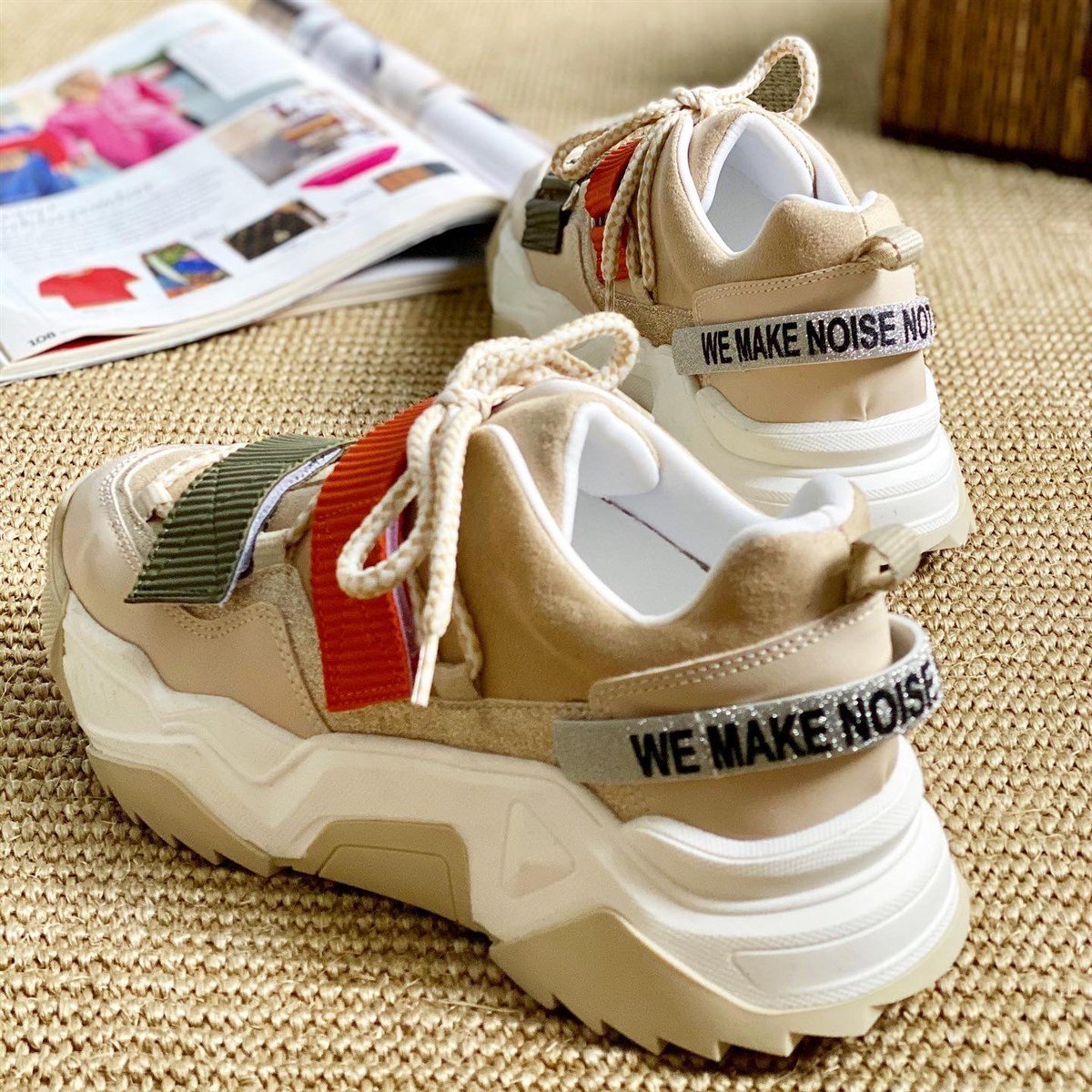 ZUUMSneakerWEMAKE - Cırtlı Kadın Sneaker - Bej