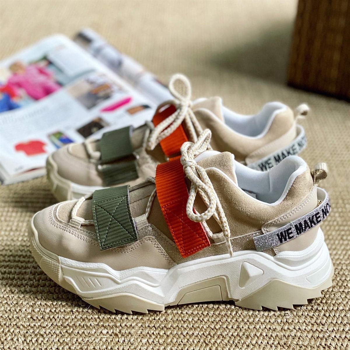 ZUUMSneakerWEMAKE - Cırtlı Kadın Sneaker - Bej