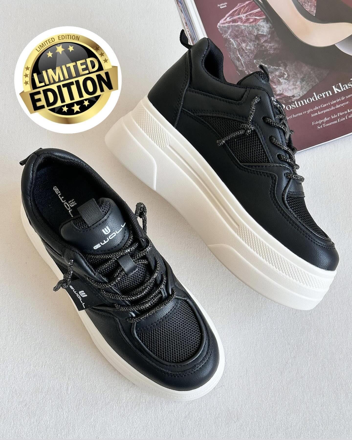 ZUUMSNEAKERWoly İçten Gizli Topuklu Kalın Taban Kadın Sneaker - Siyah