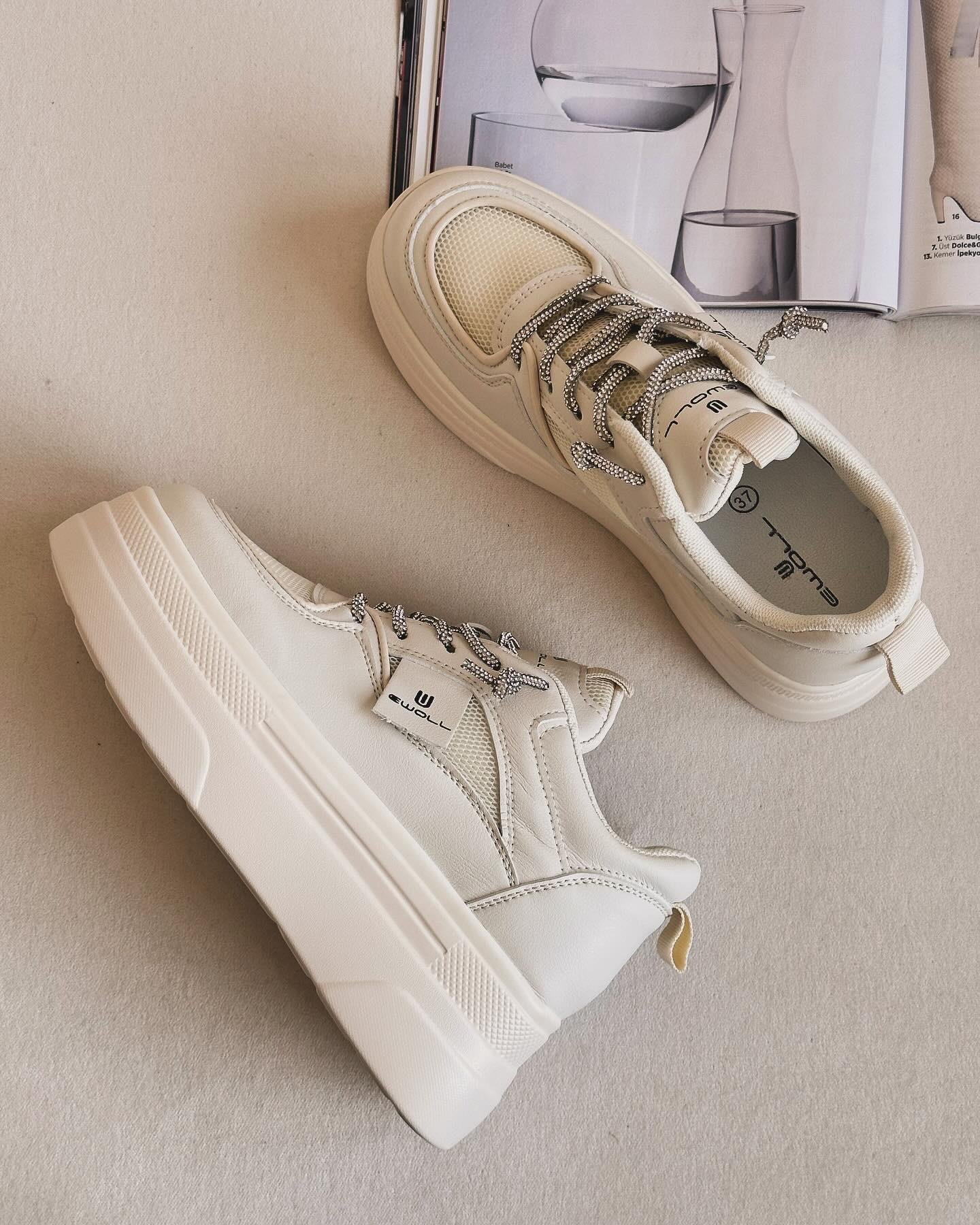 ZUUMSNEAKERWoly İçten Gizli Topuklu Kalın Taban Kadın Sneaker - Bej