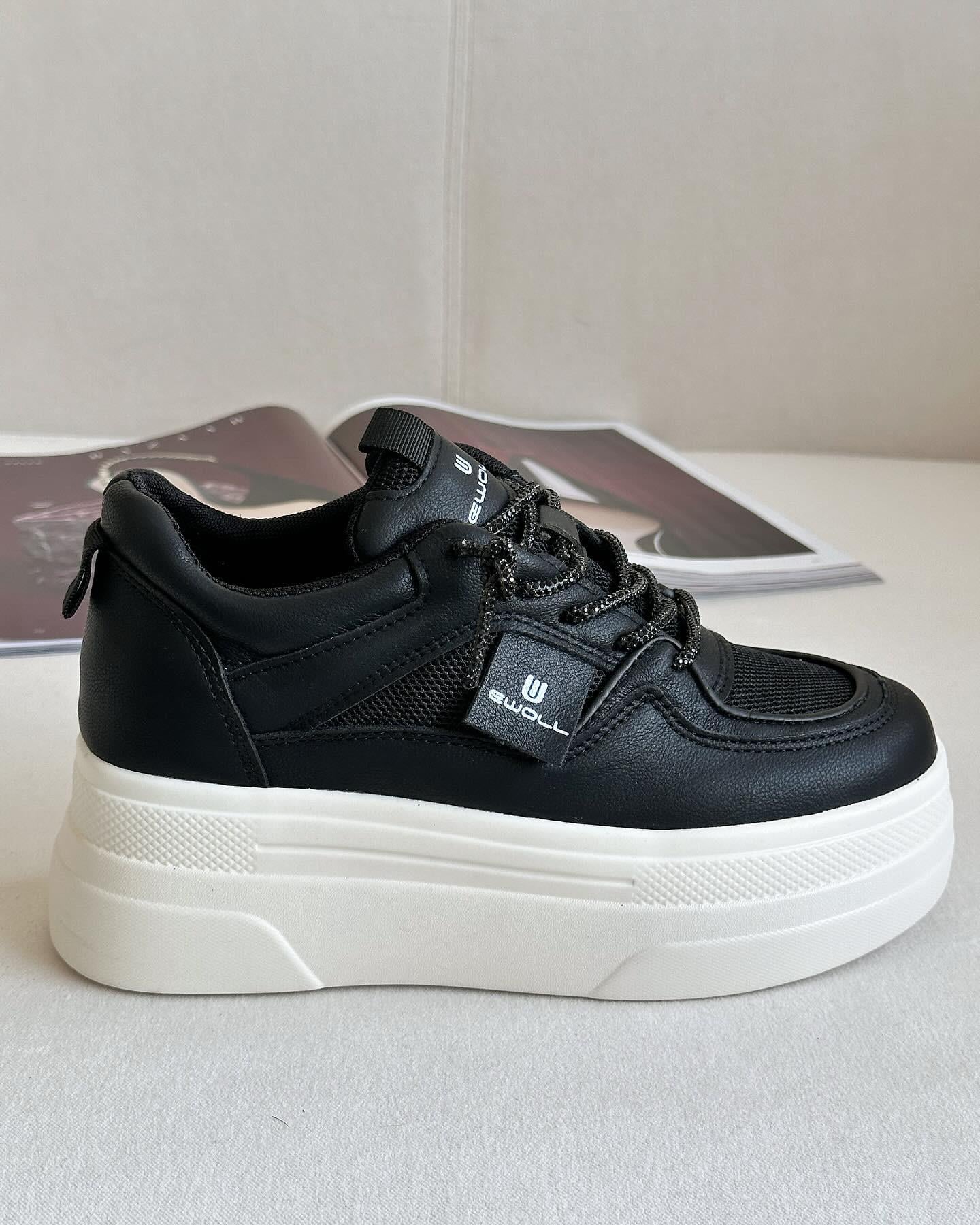 ZUUMSNEAKERWoly İçten Gizli Topuklu Kalın Taban Kadın Sneaker - Siyah