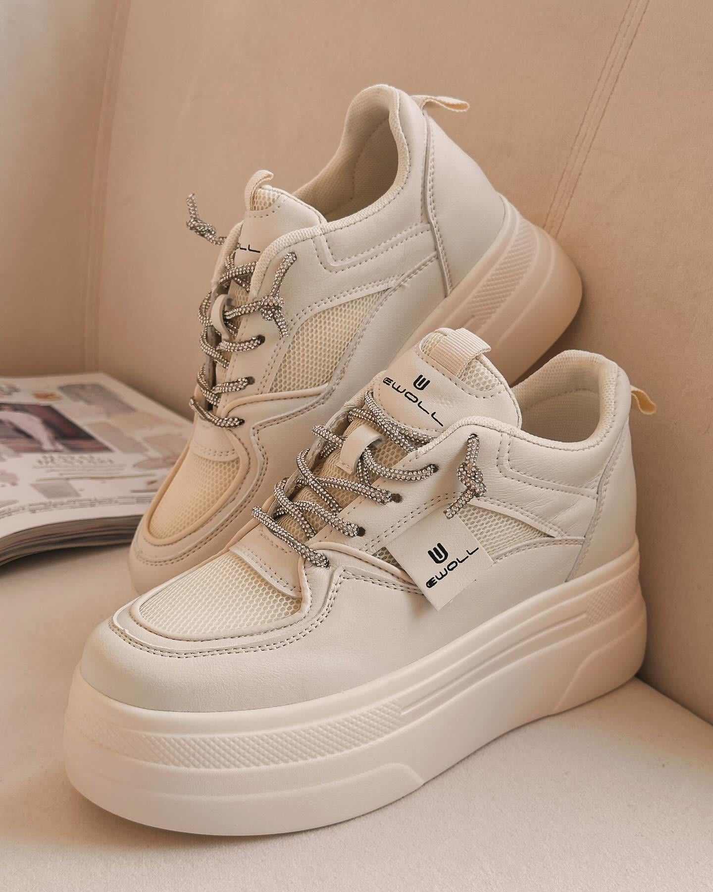 ZUUMSNEAKERWoly İçten Gizli Topuklu Kalın Taban Kadın Sneaker - Bej