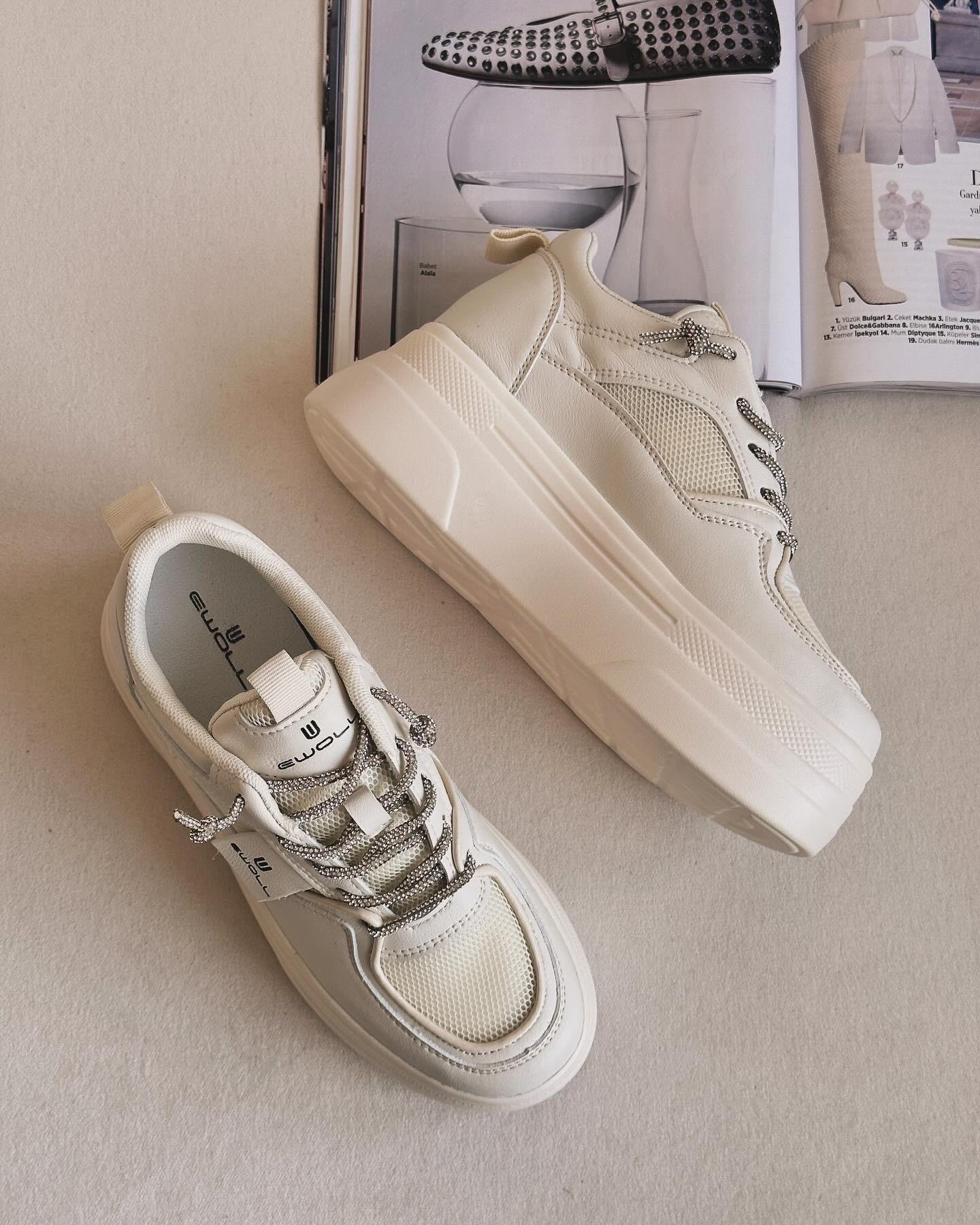 ZUUMSNEAKERWoly İçten Gizli Topuklu Kalın Taban Kadın Sneaker - Bej