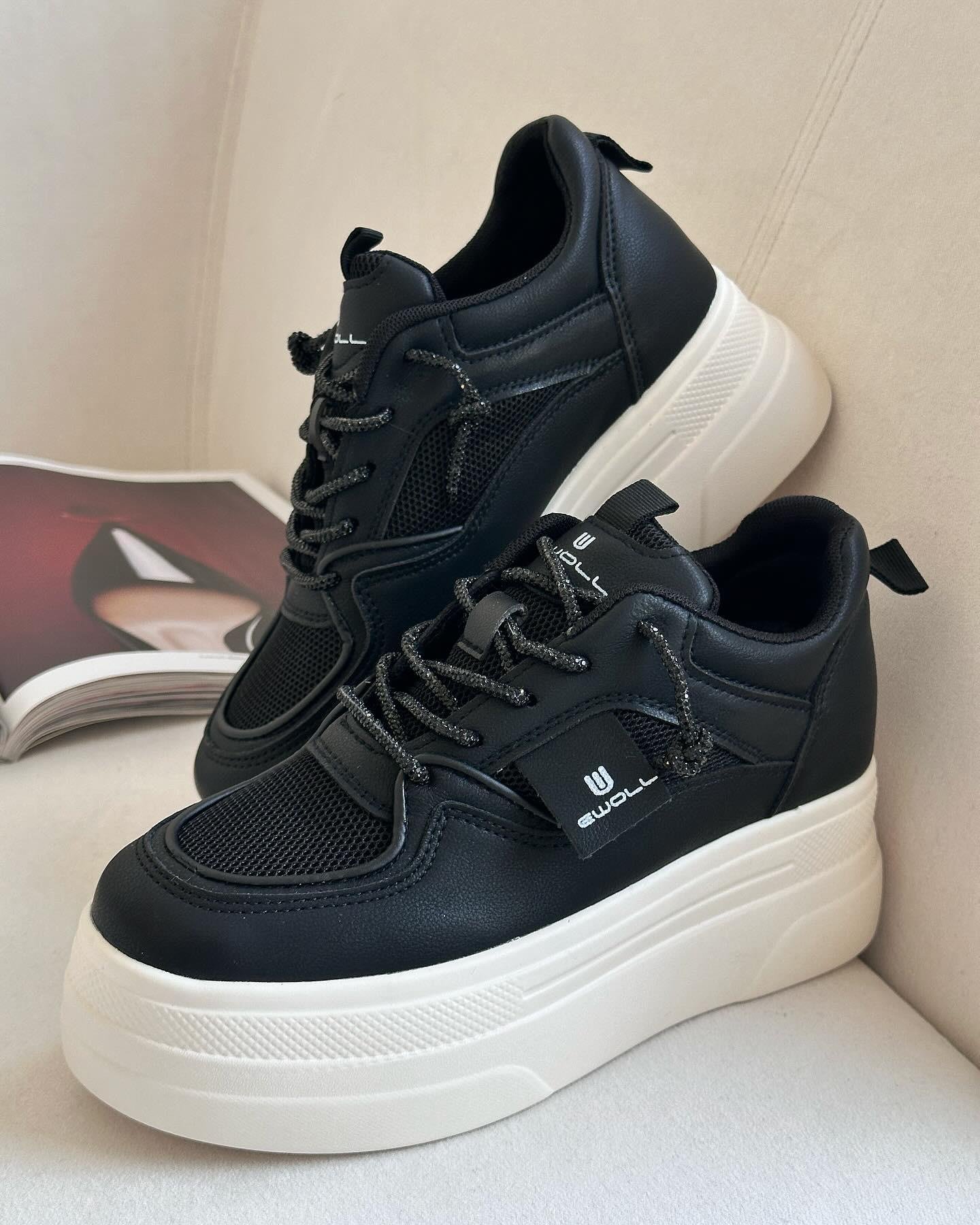 ZUUMSNEAKERWoly İçten Gizli Topuklu Kalın Taban Kadın Sneaker - Siyah