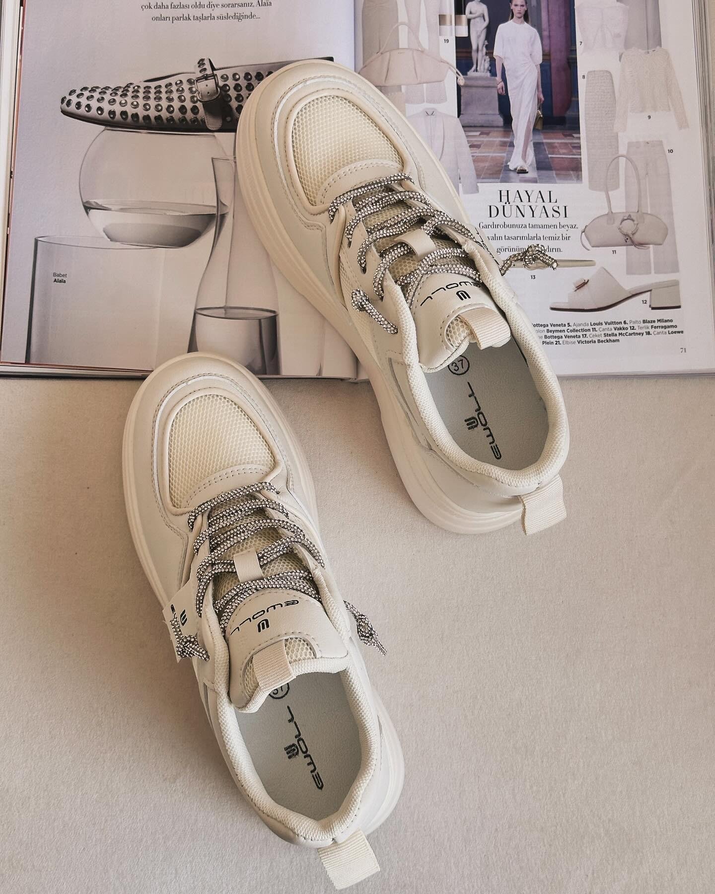 ZUUMSNEAKERWoly İçten Gizli Topuklu Kalın Taban Kadın Sneaker - Bej