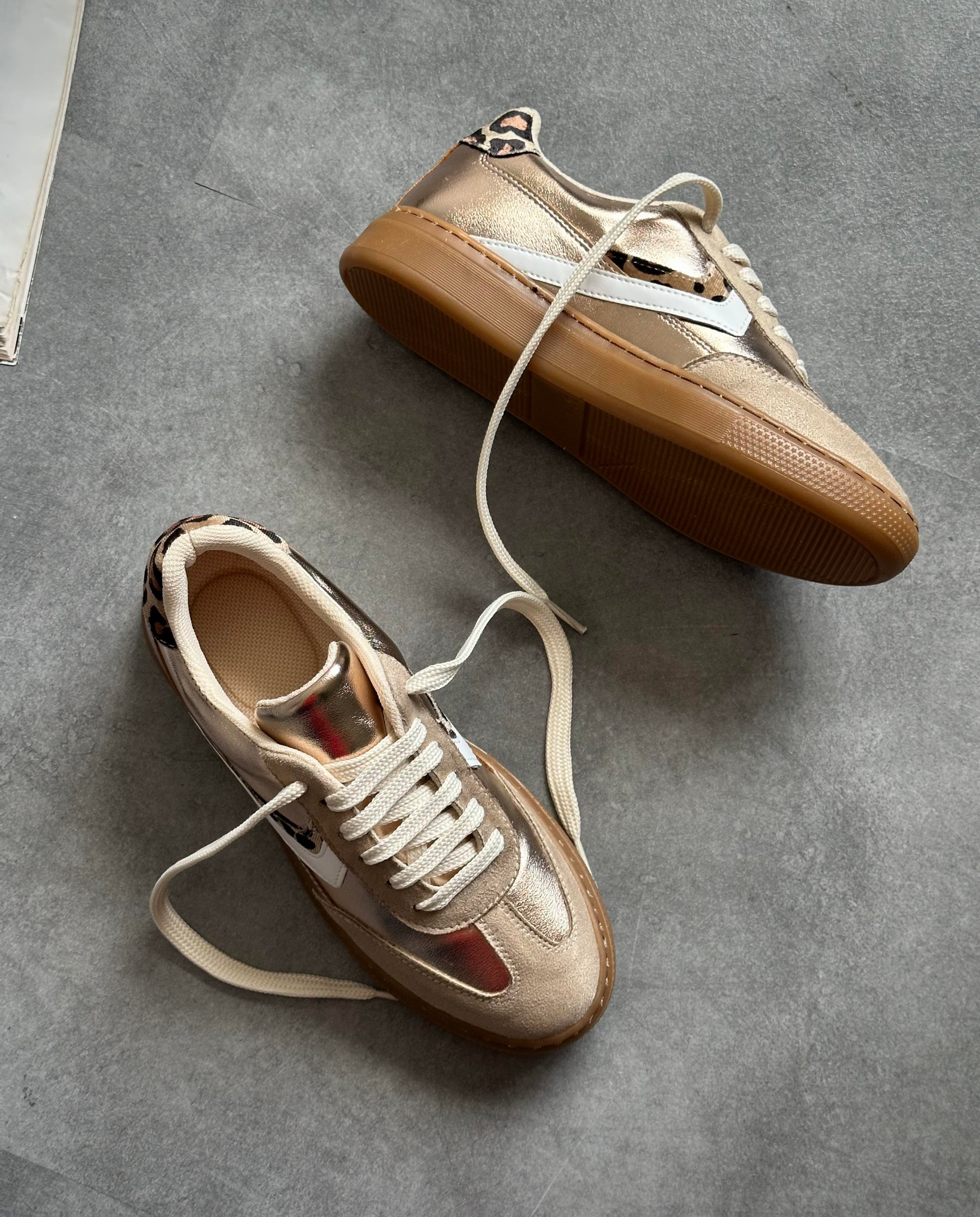 ZUUMSNEAKERZenu Basic Casuel Kadın Ayakkabı - Altın & Leopar