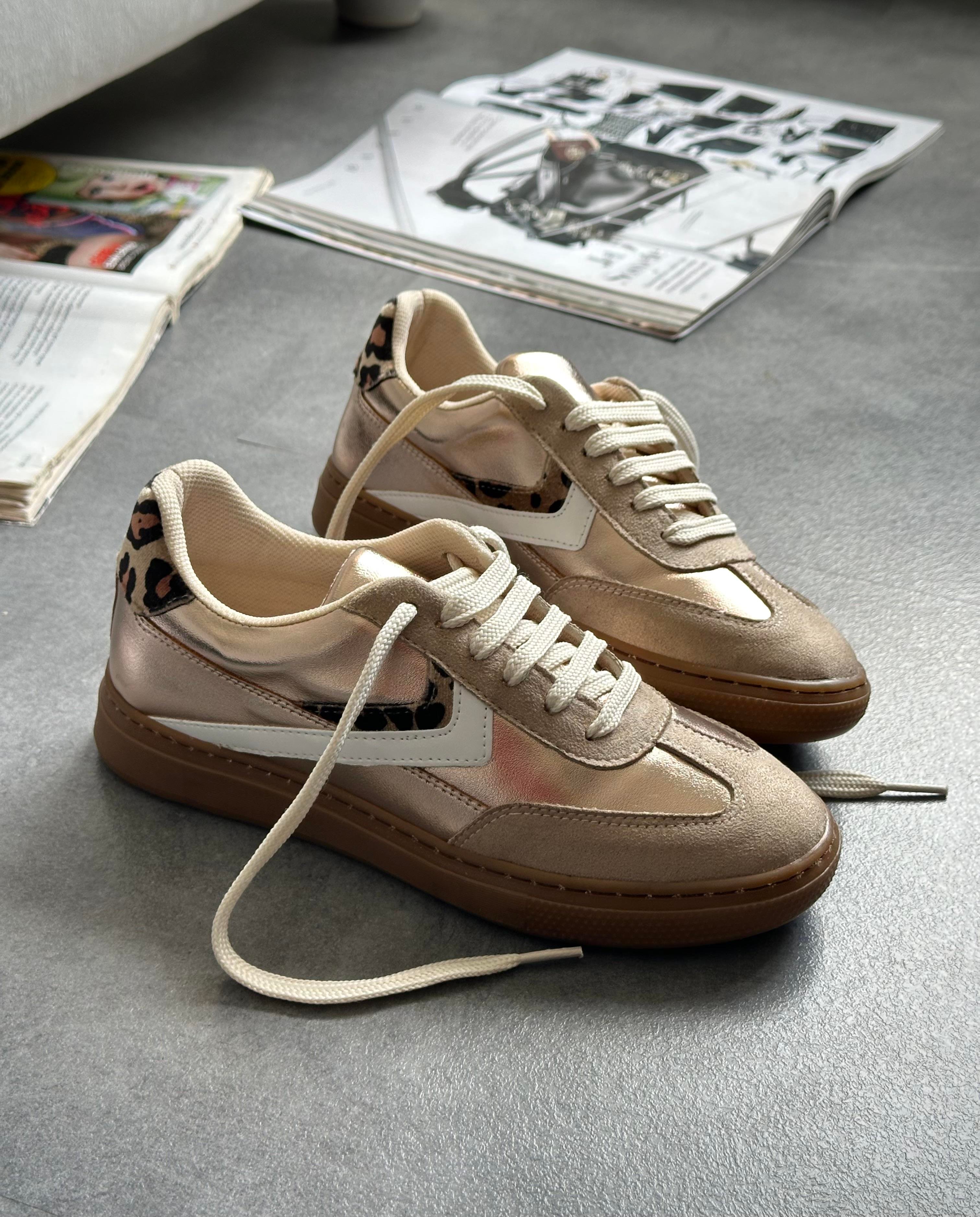 ZUUMSNEAKERZenu Basic Casuel Kadın Ayakkabı - Altın & Leopar