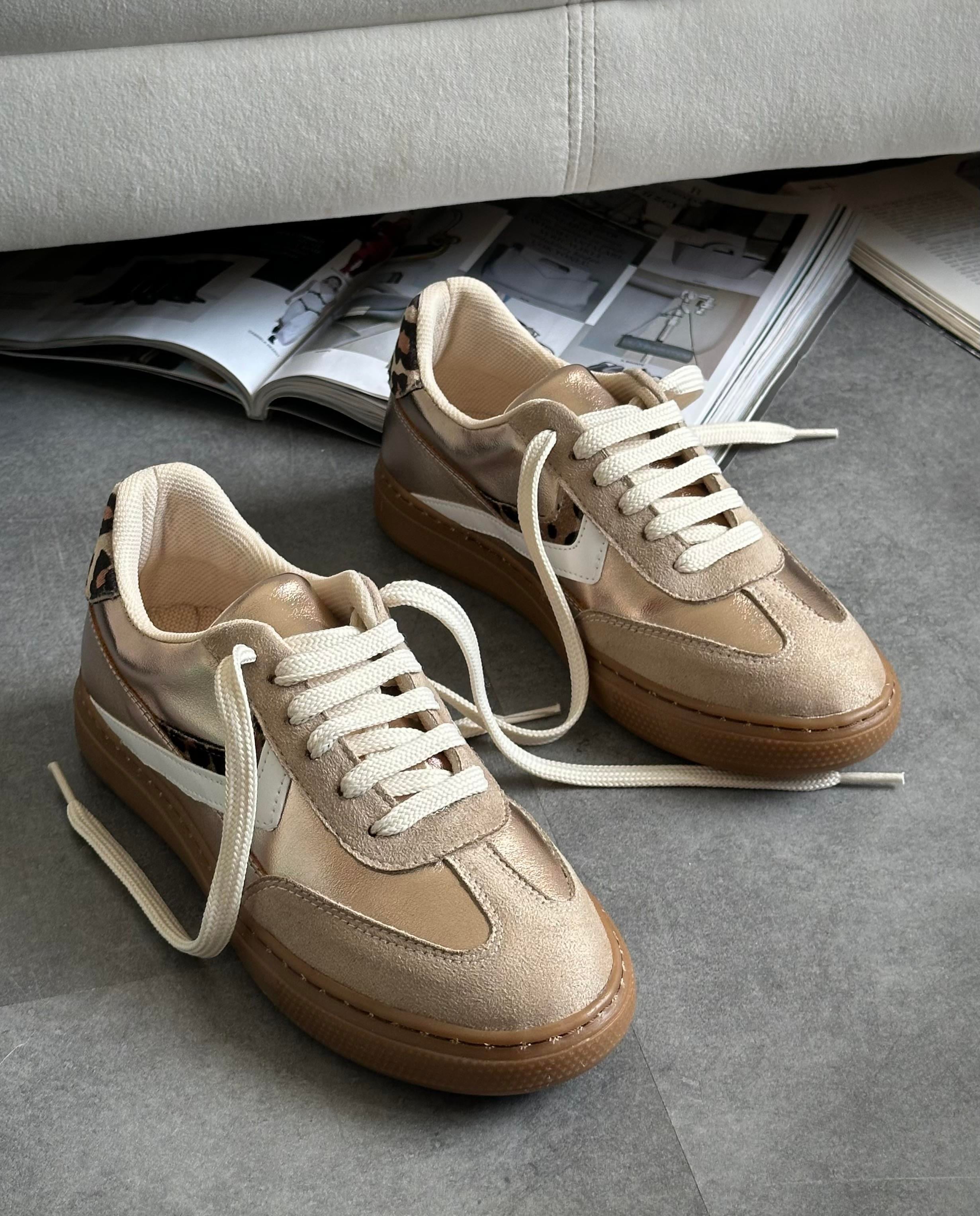ZUUMSNEAKERZenu Basic Casuel Kadın Ayakkabı - Altın & Leopar
