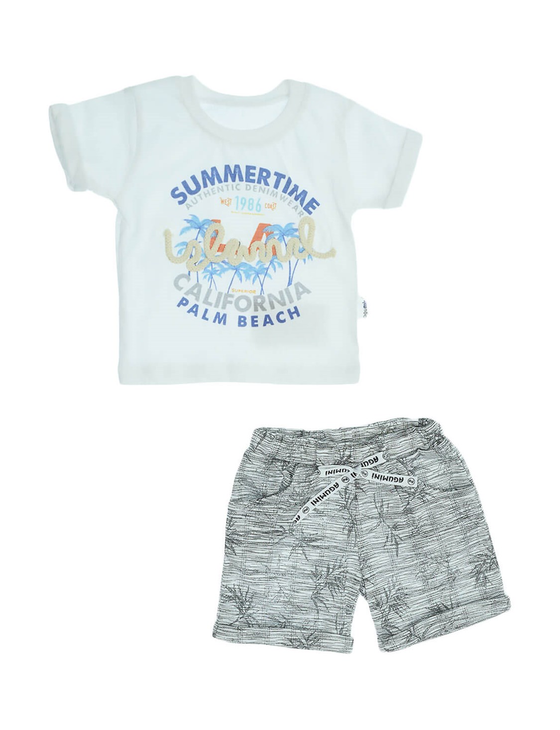 Agumini Baby Erkek Bebek Önü İp Detaylı Penye Takım