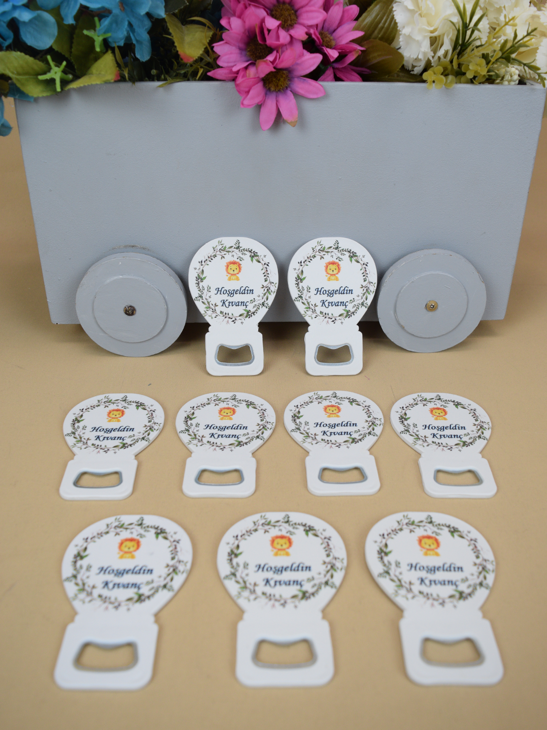 Ana Kuzusu İsme Özel 10 cm Ahşap Açacak 10 CM Magnet 20 Adet 30AÇCT3