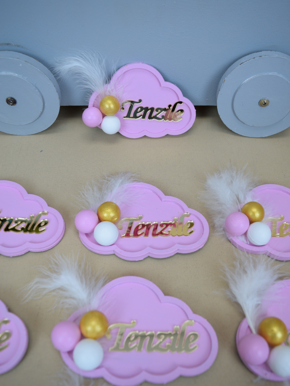 Ana Kuzusu İsme Özel 10 cm Ahşap Bulut Magnet 20 Adet 30BYT4