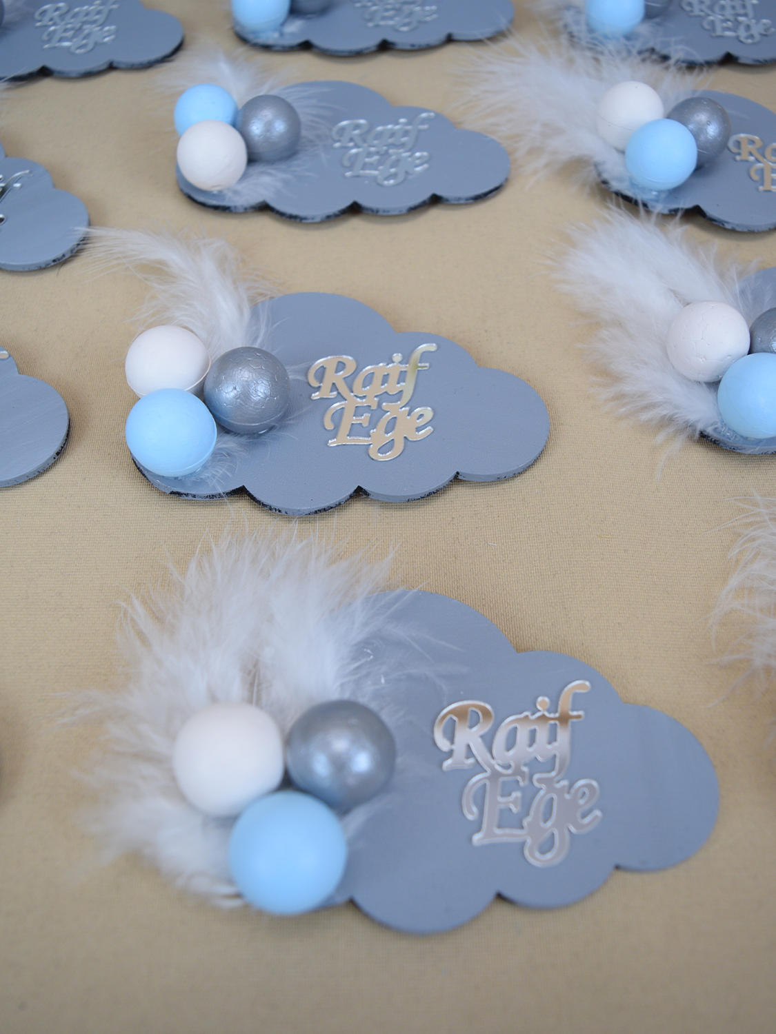 Ana Kuzusu İsme Özel 10 cm Ahşap Çercevesiz Bulut Magnet 30 Adet 30BYT6