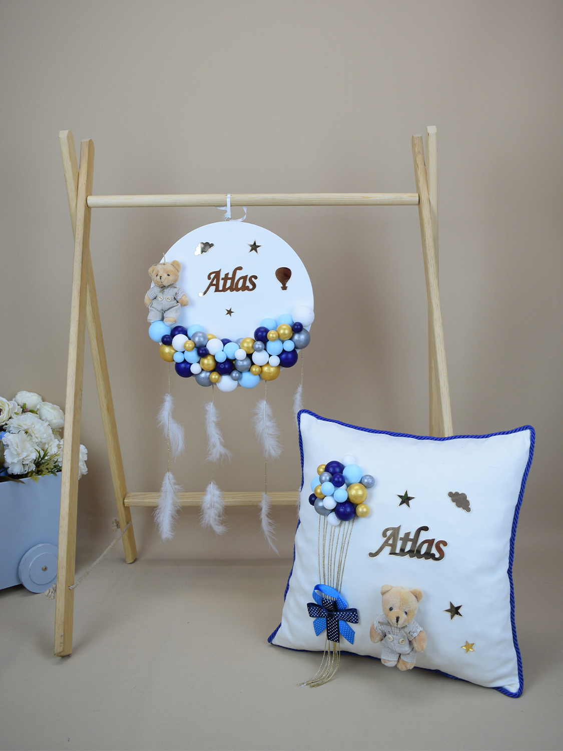 Ana Kuzusu İsme Özel 30 cm Supla Kapı süsü  Pleksi Yastık Seti 02SKY12