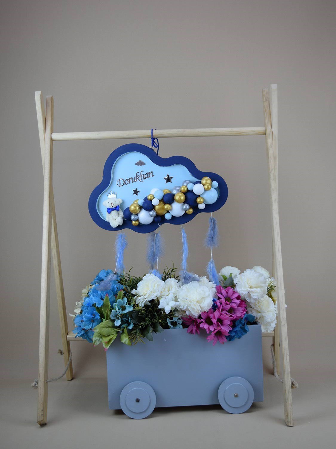 Ana Kuzusu İsme Özel Ahşap Bulut Kapı Süsü 1KPL68