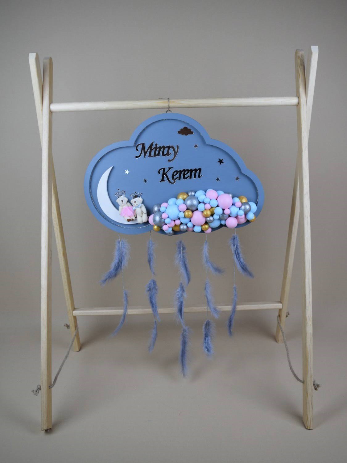 Ana Kuzusu İsme Özel Ahşap Bulut Kapı Süsü 1KPL66