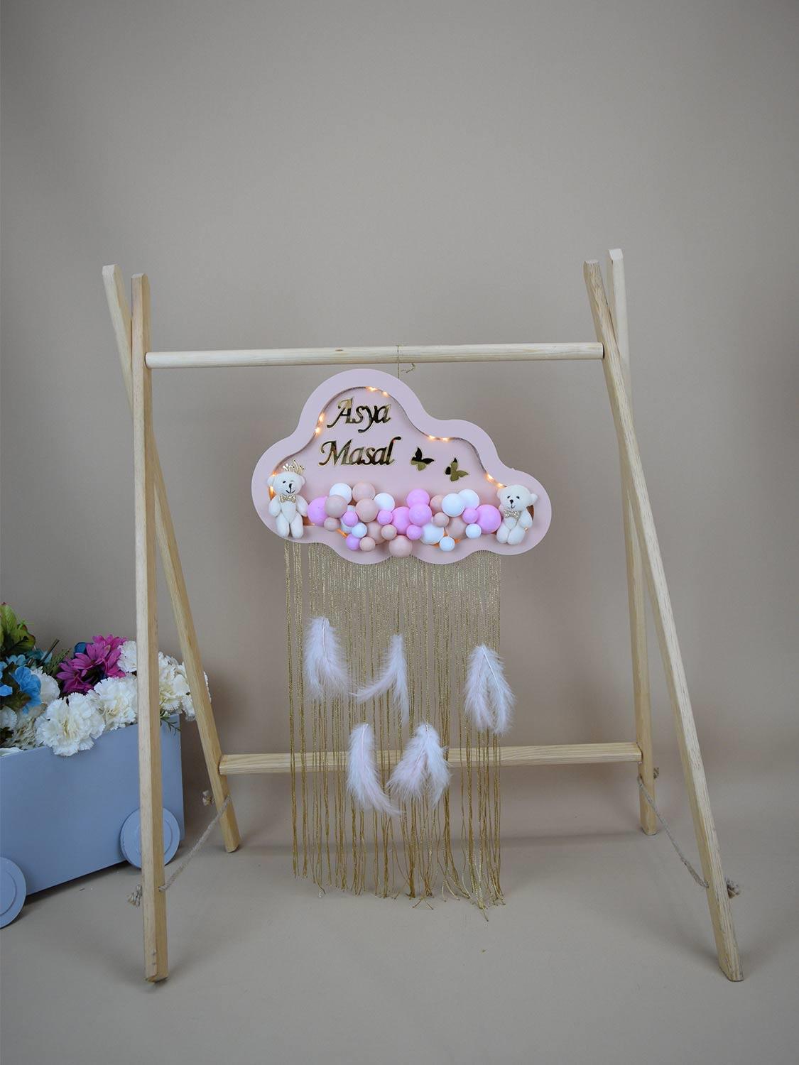 Ana Kuzusu İsme Özel Ahşap Bulut Kapı Süsü 1KPG36