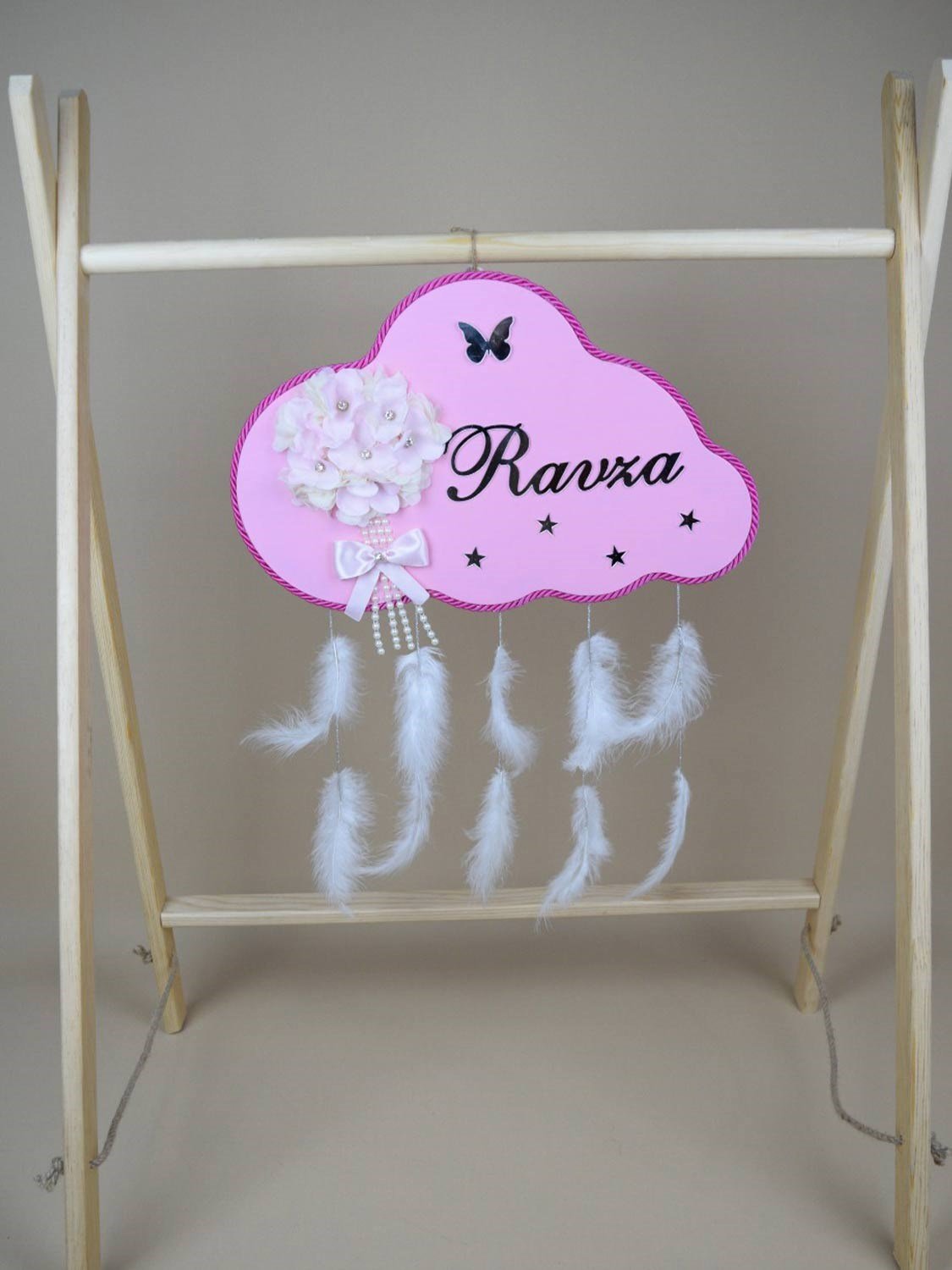 Ana Kuzusu İsme Özel Ahşap Bulut Kapı Süsü 1KPBK01