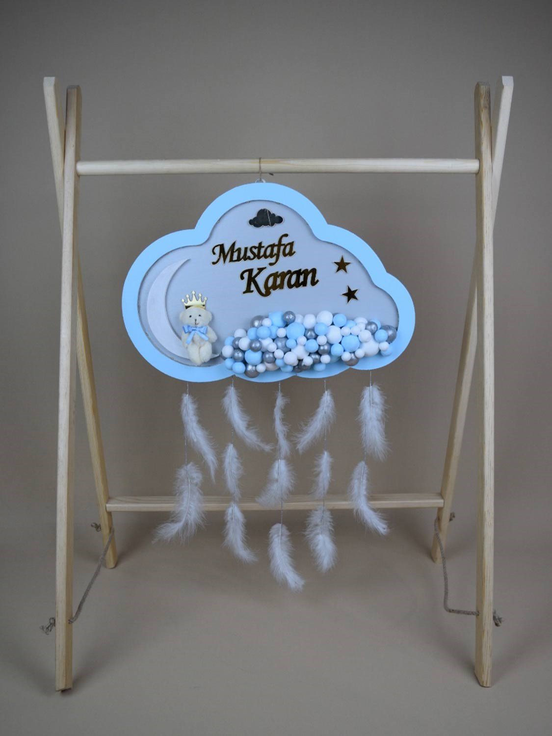 Ana Kuzusu İsme Özel Ahşap Bulut Kapı Süsü 1KPG60