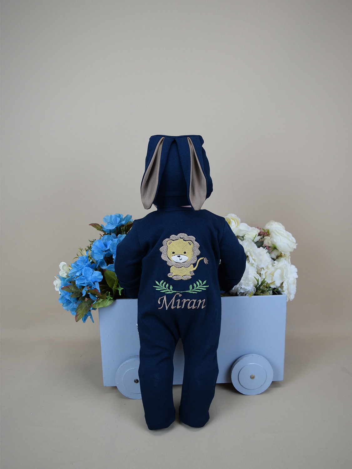 Ana Kuzusu İsme Özel  Aslan Desen Tulum Seti Nakışlı Kulak set  3GASLL61