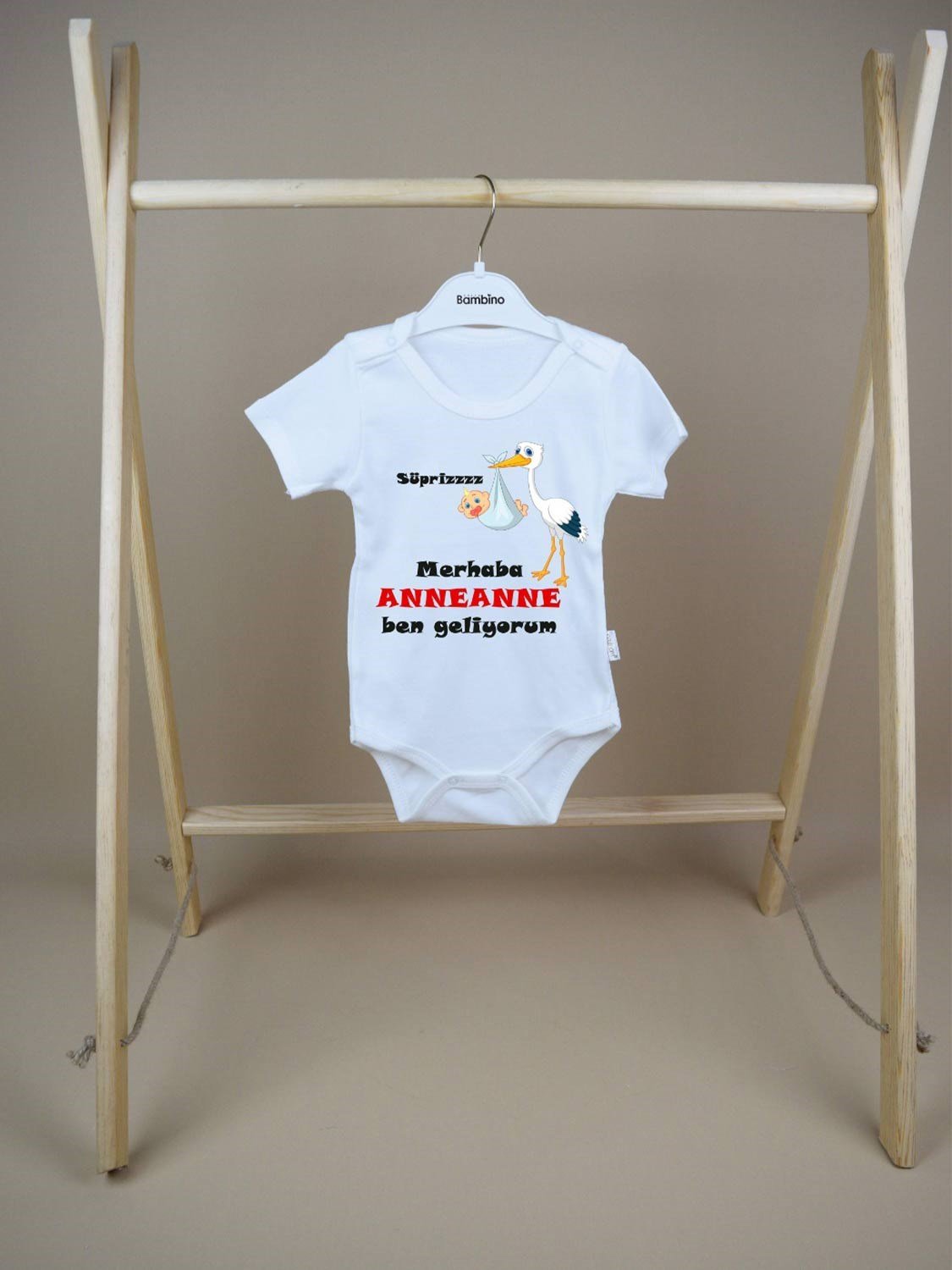 Ana Kuzusu İsme Özel Baskı Çıtçıtlı Anneane Süpriz Leylek  Baskılı 1BDK96