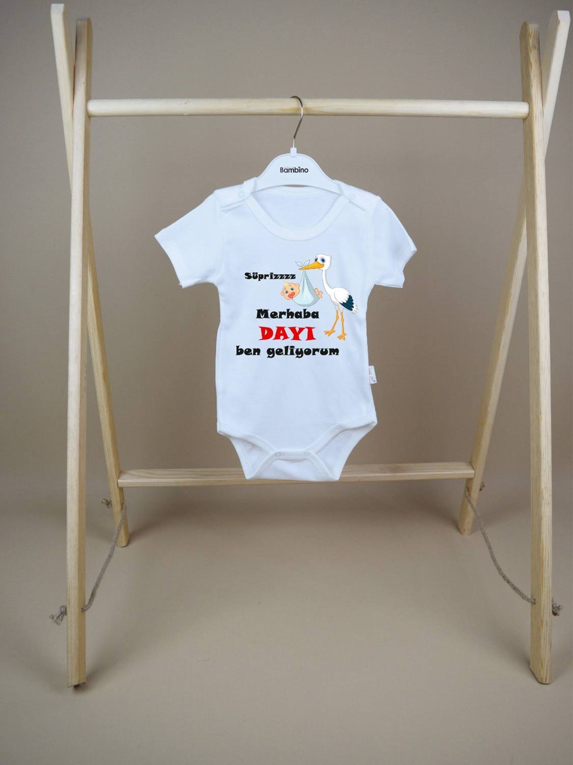 Ana Kuzusu İsme Özel Baskı Çıtçıtlı Dayı Süpriz Leylek  Baskılı 1BDK98