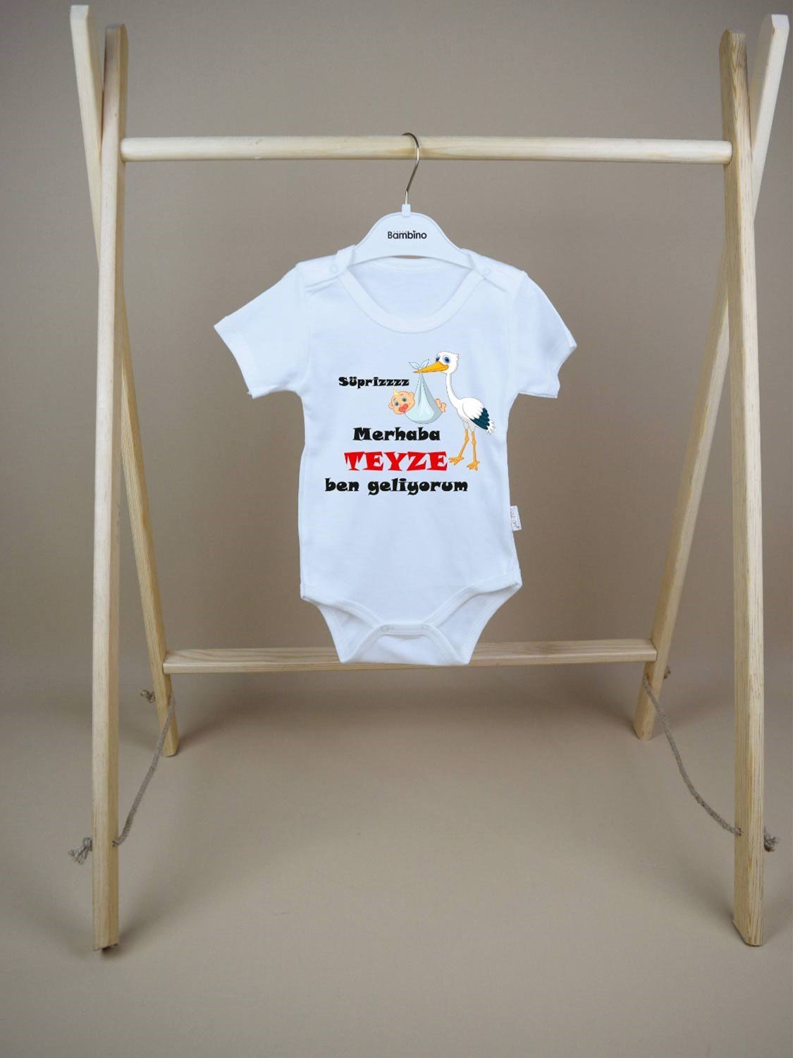 Ana Kuzusu İsme Özel Baskı Çıtçıtlı Teyze Süpriz Leylek  Baskılı 1BDK97