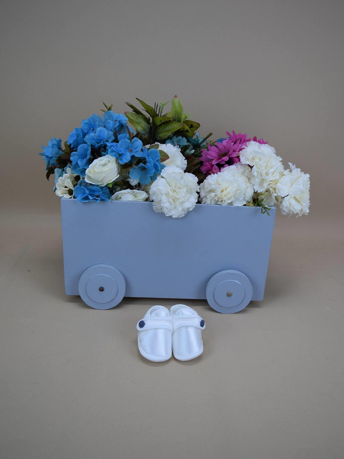 Ana Kuzusu İsme Özel Hastane Çıkışı Bebek Patiği Lacivert Düğme