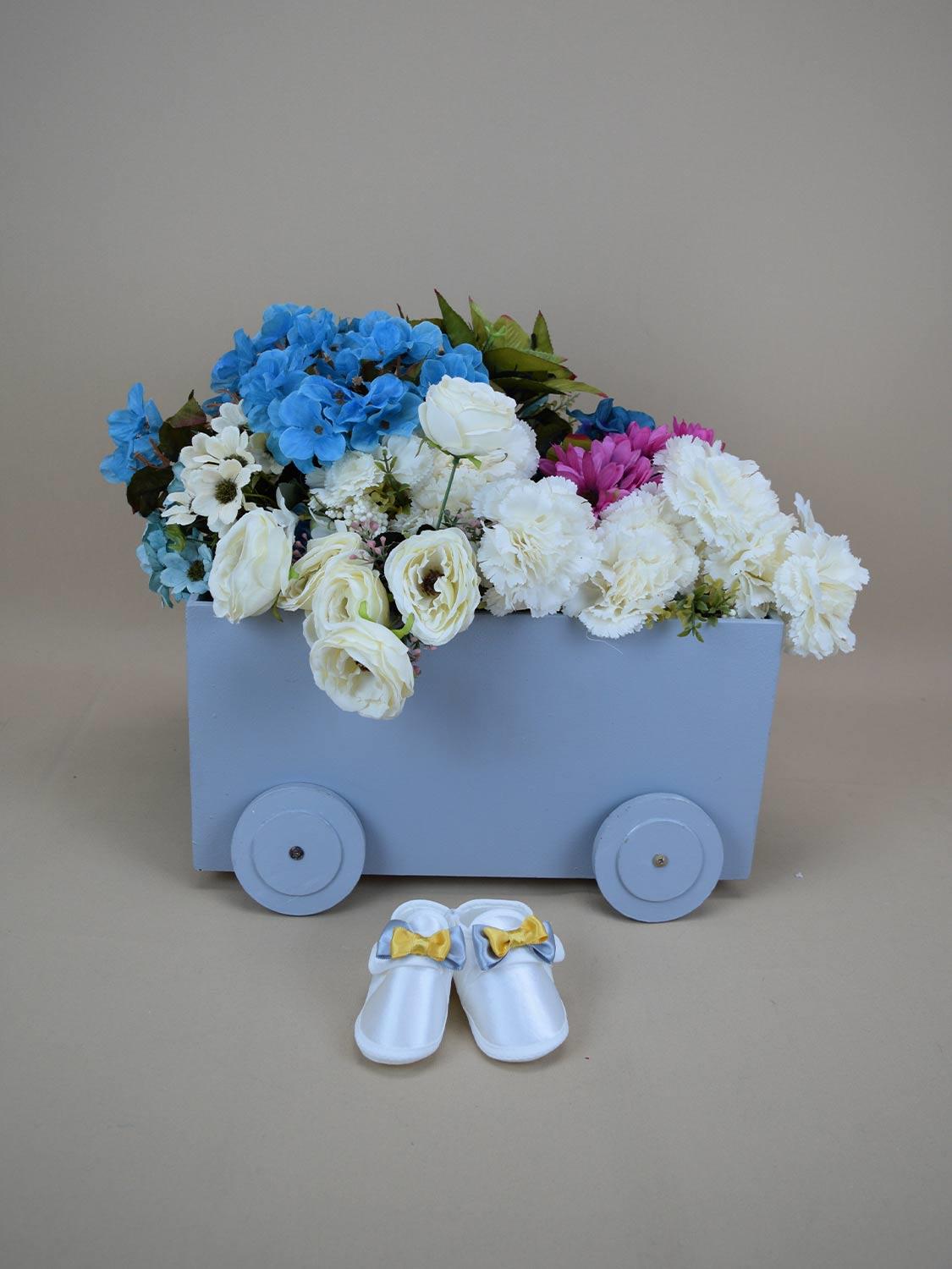 Ana Kuzusu İsme Özel Hastane Çıkışı Bebek Patiği Sarı Gri kurdele Model