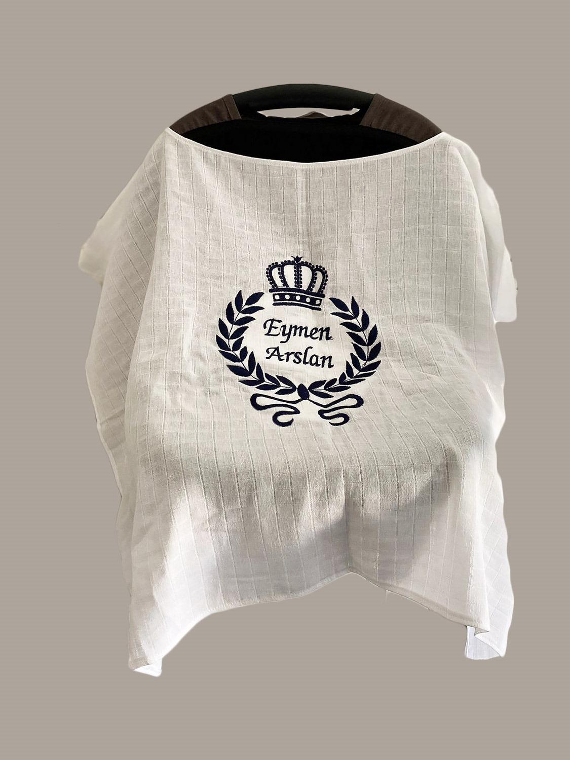 Ana Kuzusu İsme Özel Müslin Kumaş  Puset Örtüsü Nakışlı Özel İsim Desen   1MK126