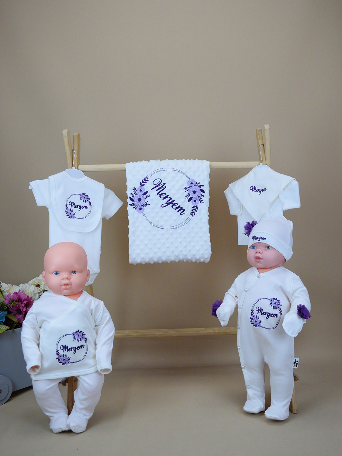 Ana Kuzusu İsme Özel Nakış Hastane Çıkışı İsim Gül Demeti Desen Nohut Battaniye 10SÇKD24